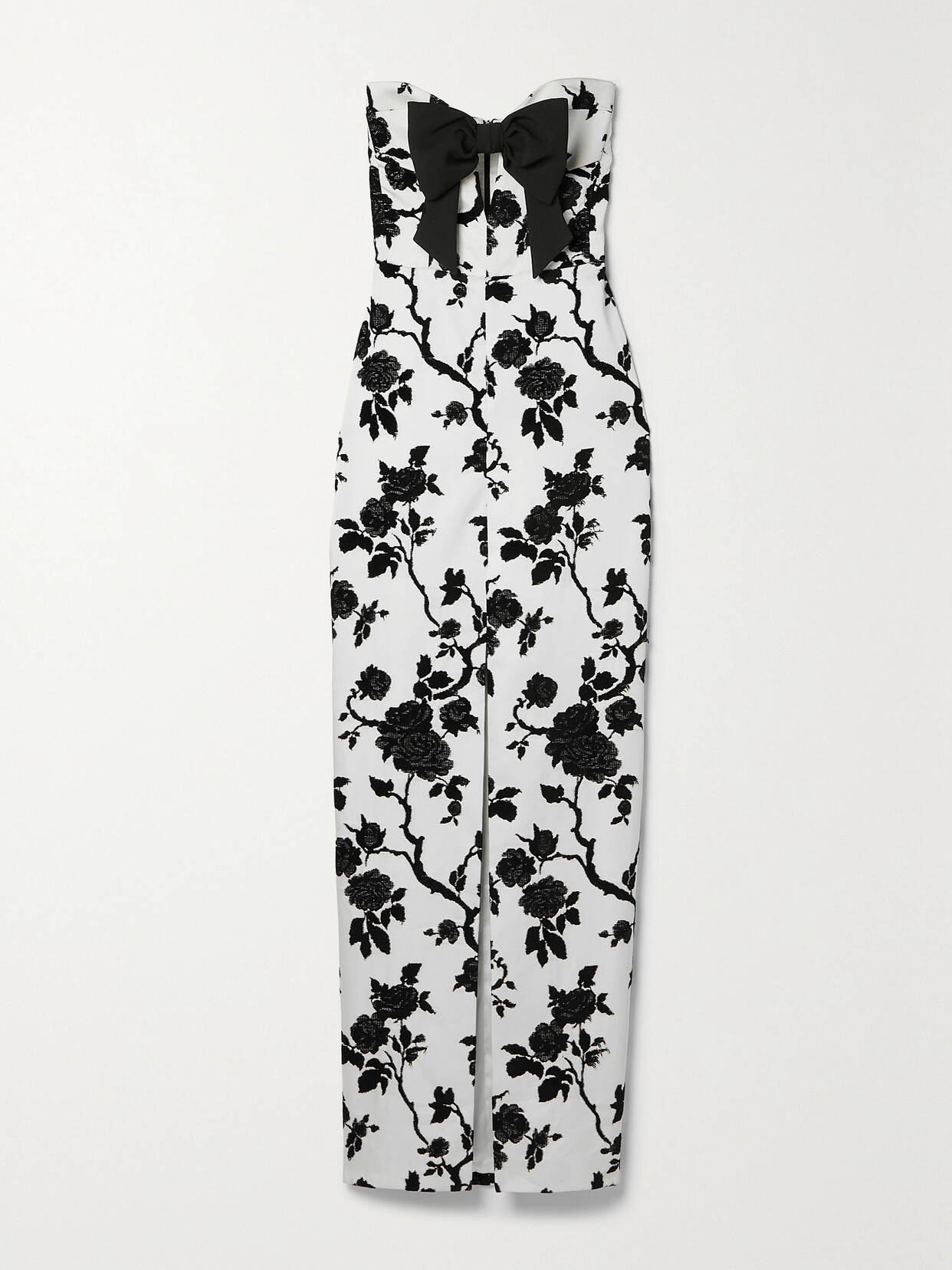 RASARIO - Strapless Bow-detailed Cutout Floral-jacquard Gown - Black