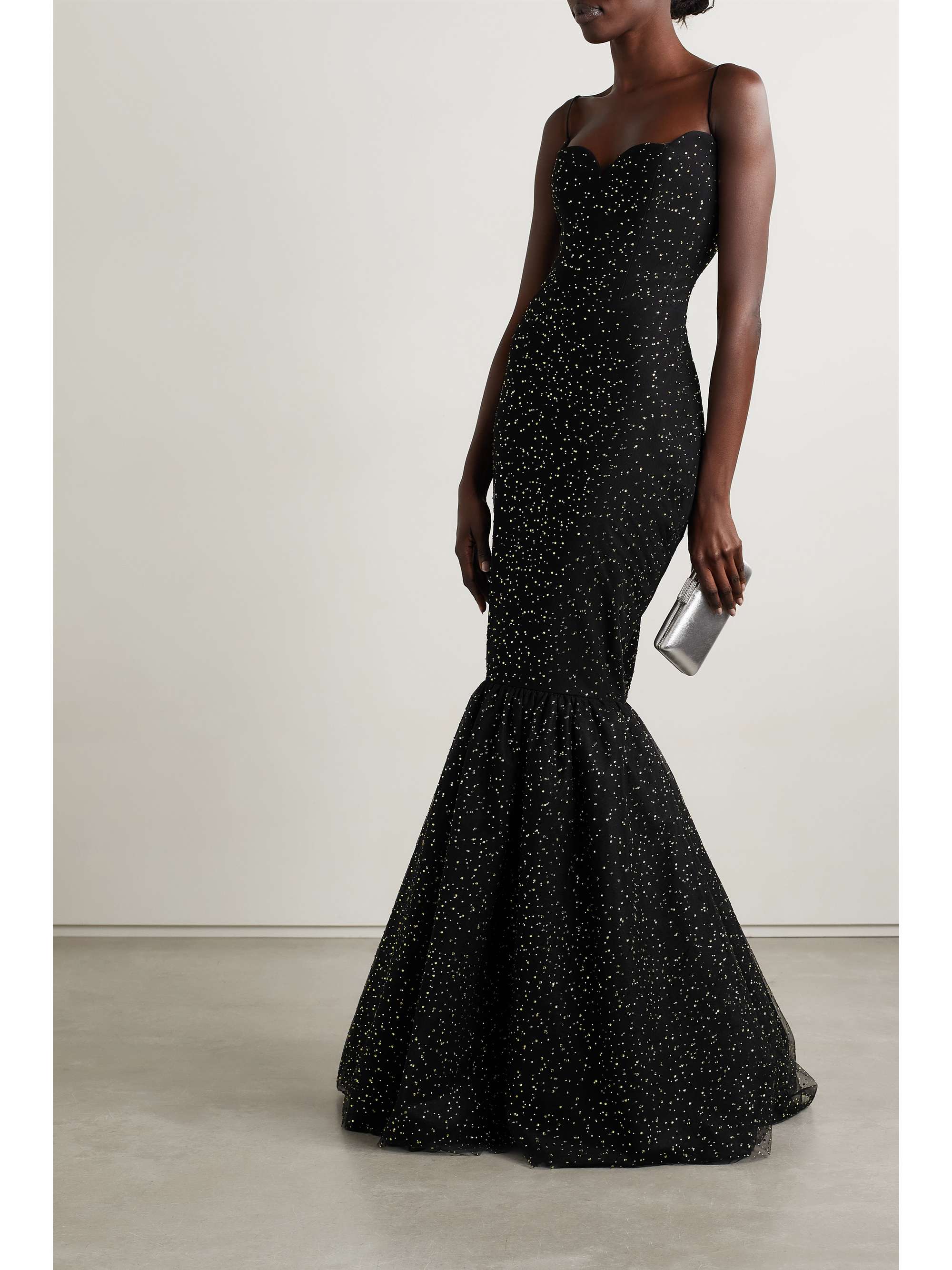 RASARIO Crystal-embellished tulle gown