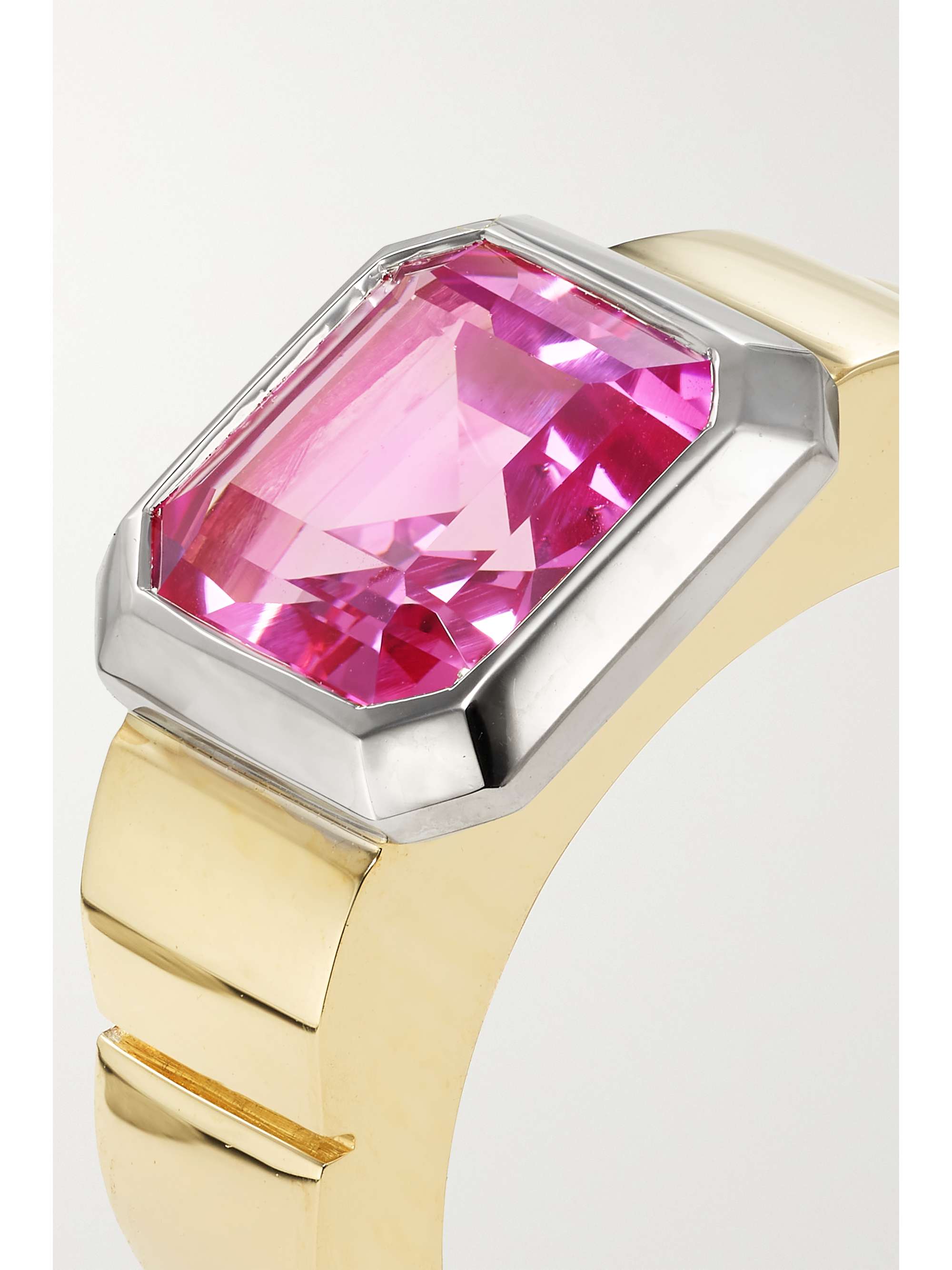 YVONNE LÉON Chevaliere Princesse 9-karat yellow and white gold amethyst ring