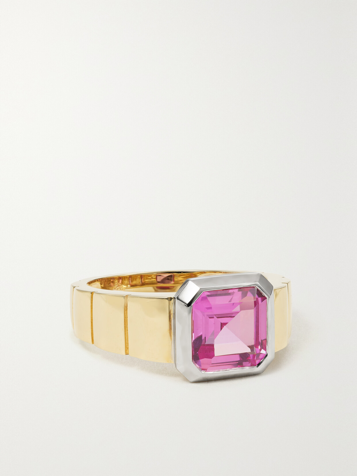 Yvonne Léon 9-karat Yellow And White Gold Corundum Ring In Pink