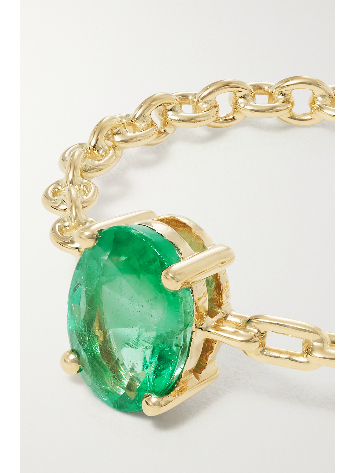 Shop Yvonne Léon 18-karat Gold Emerald Ring In Green