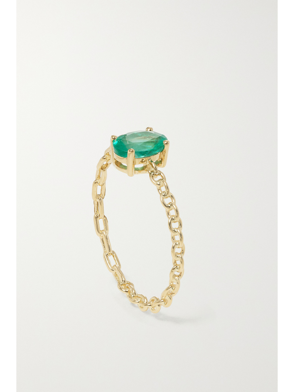 Shop Yvonne Léon 18-karat Gold Emerald Ring In Green