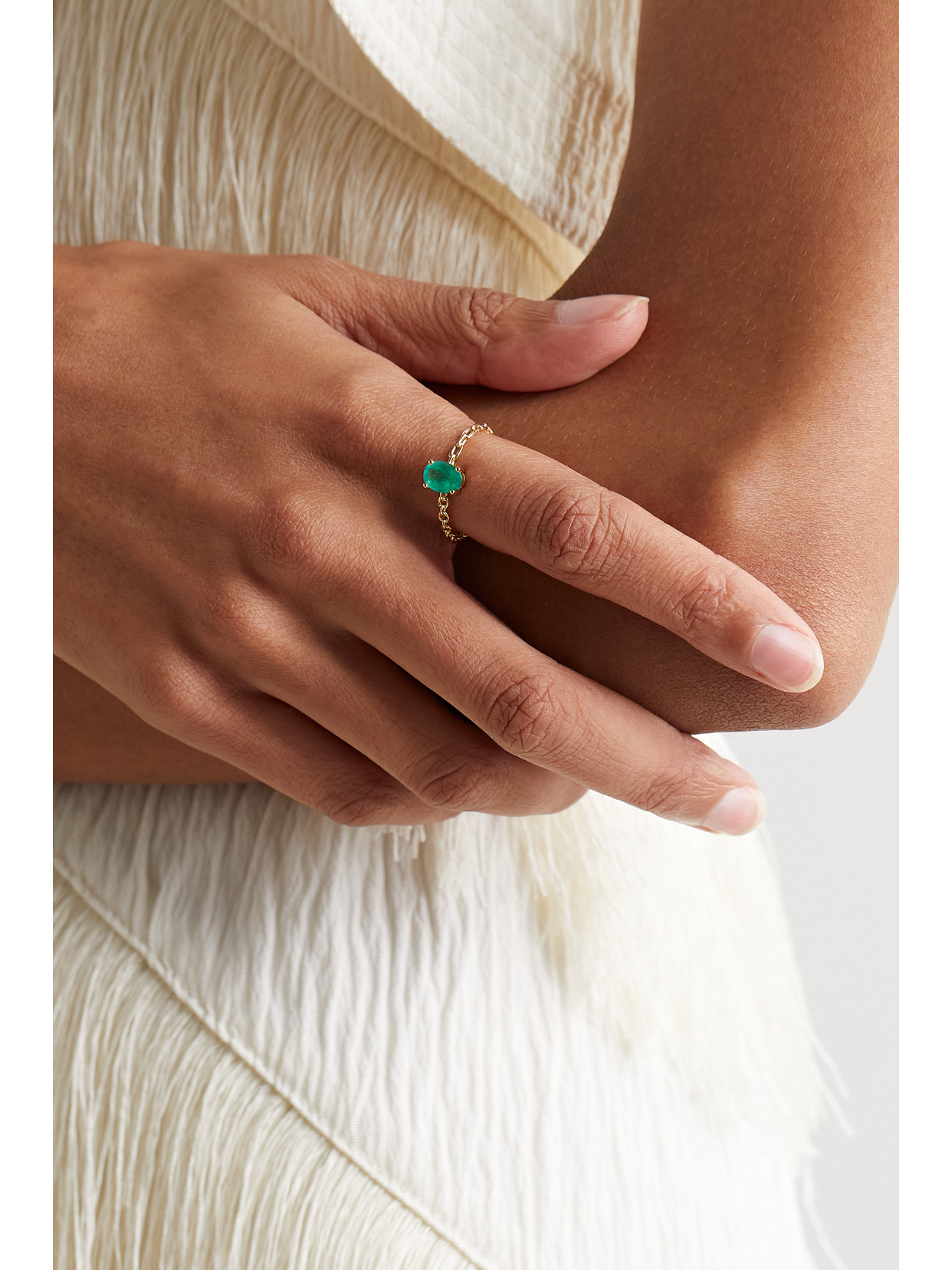 Shop Yvonne Léon 18-karat Gold Emerald Ring In Green