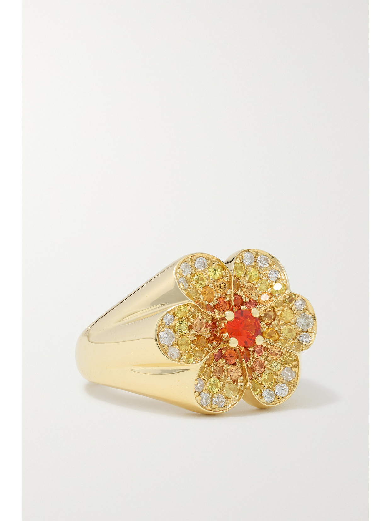 Yvonne Léon - Daisy 9-karat Gold, Sapphire And Diamond Signet Ring - 5