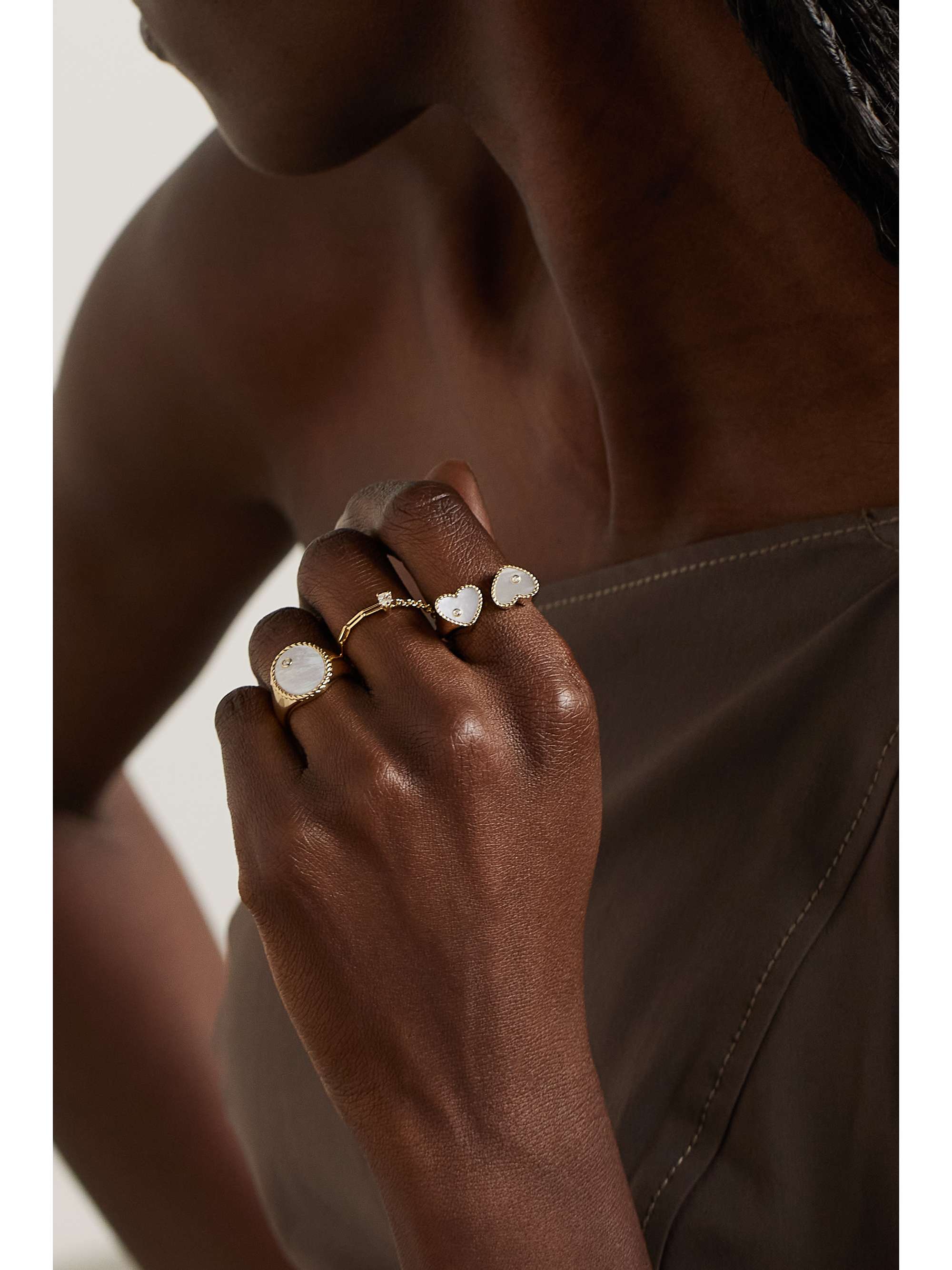 YVONNE LÉON Toi et Moi 9-karat gold, mother-of-pearl and diamond ring
