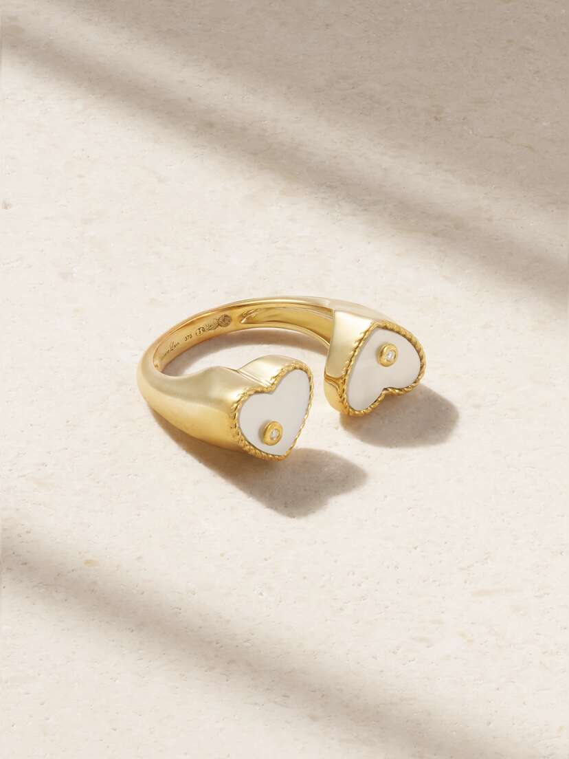 Yvonne Léon Toi Et Moi 9-karat Gold, Mother-of-pearl And Diamond Signet Ring