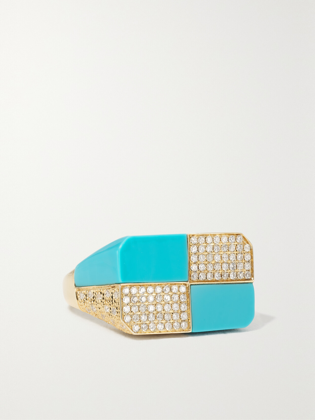 Yvonne Léon 9-karat Gold, Turquoise And Diamond Ring In Blue