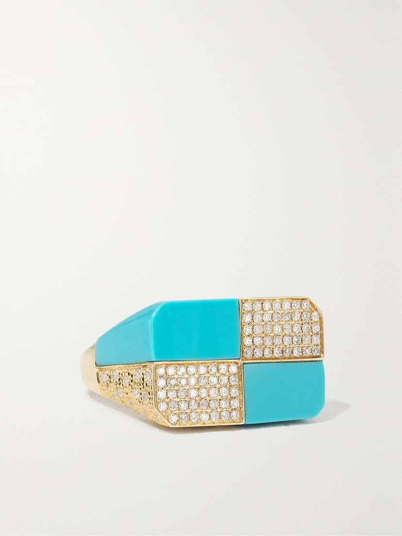 Yvonne Léon 9-karat Gold, Turquoise And Diamond Ring