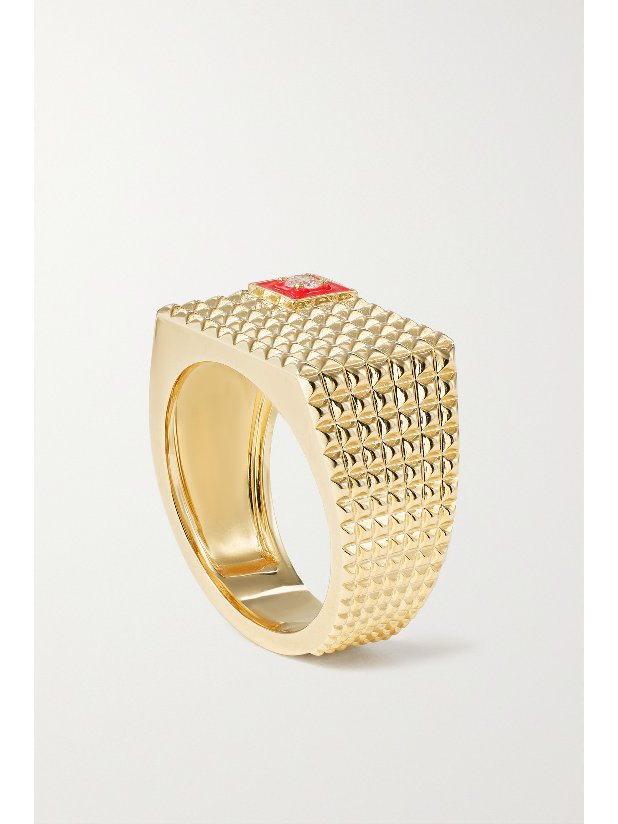Yvonne Léon 9-karat Gold, Diamond And Enamel Ring In Gold