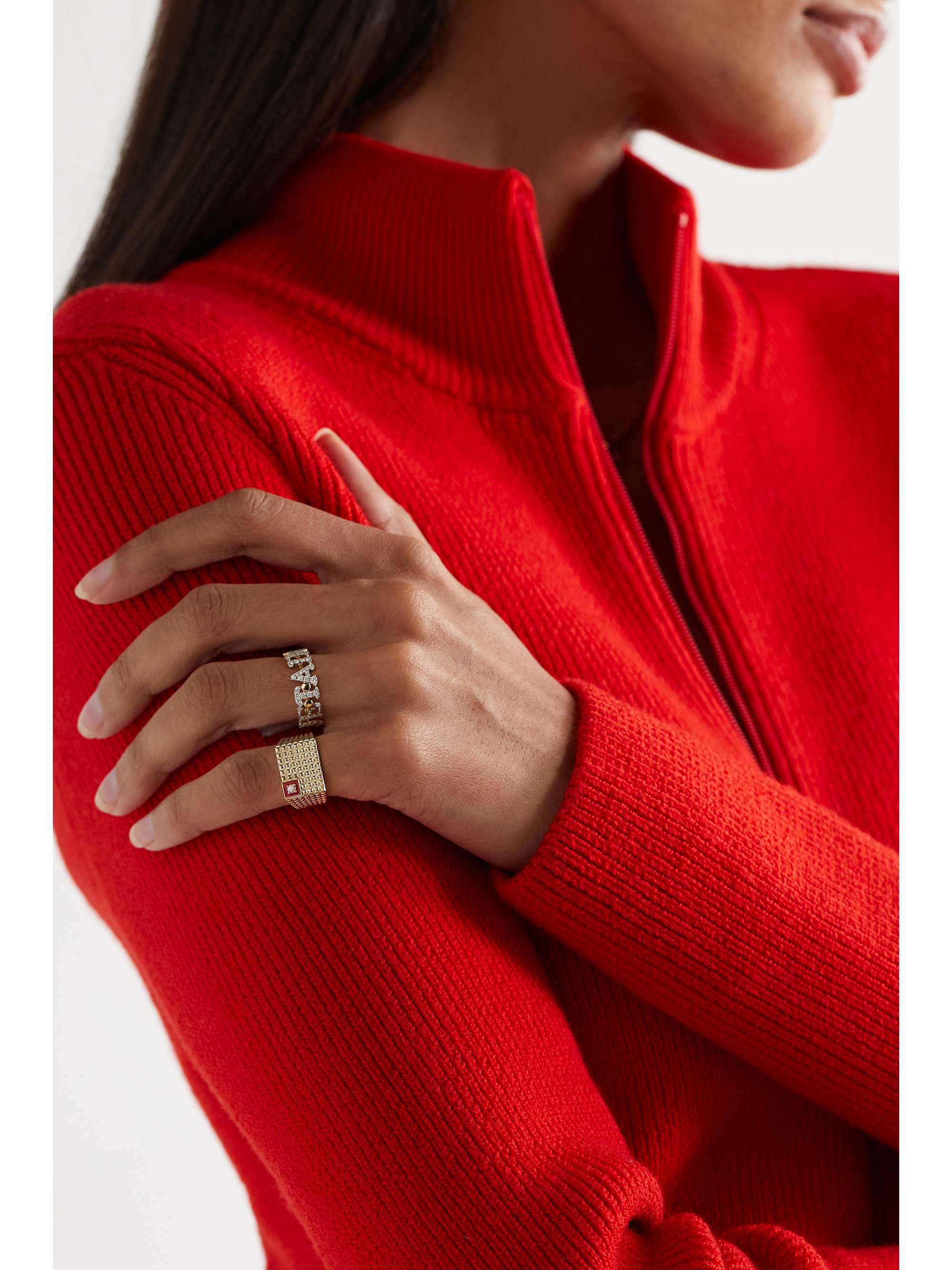 YVONNE LÉON 9-karat gold, diamond and enamel ring