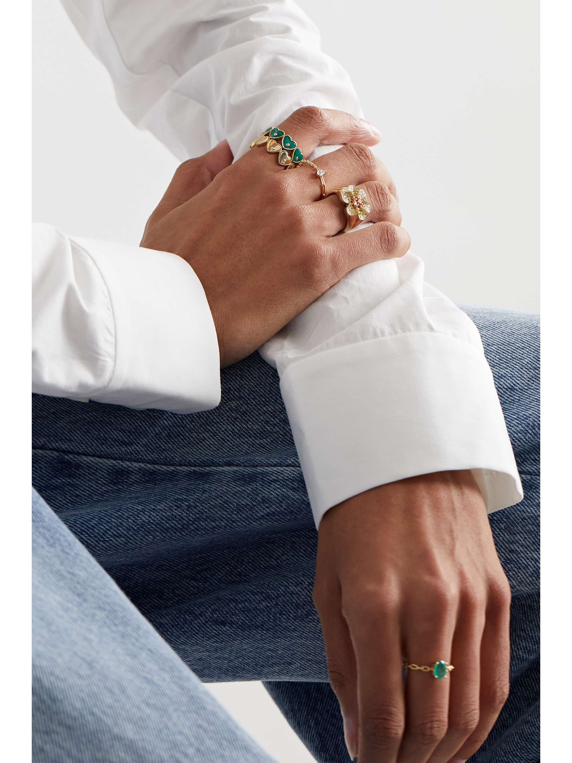 YVONNE LÉON Alliance 9-karat gold, malachite and diamond ring