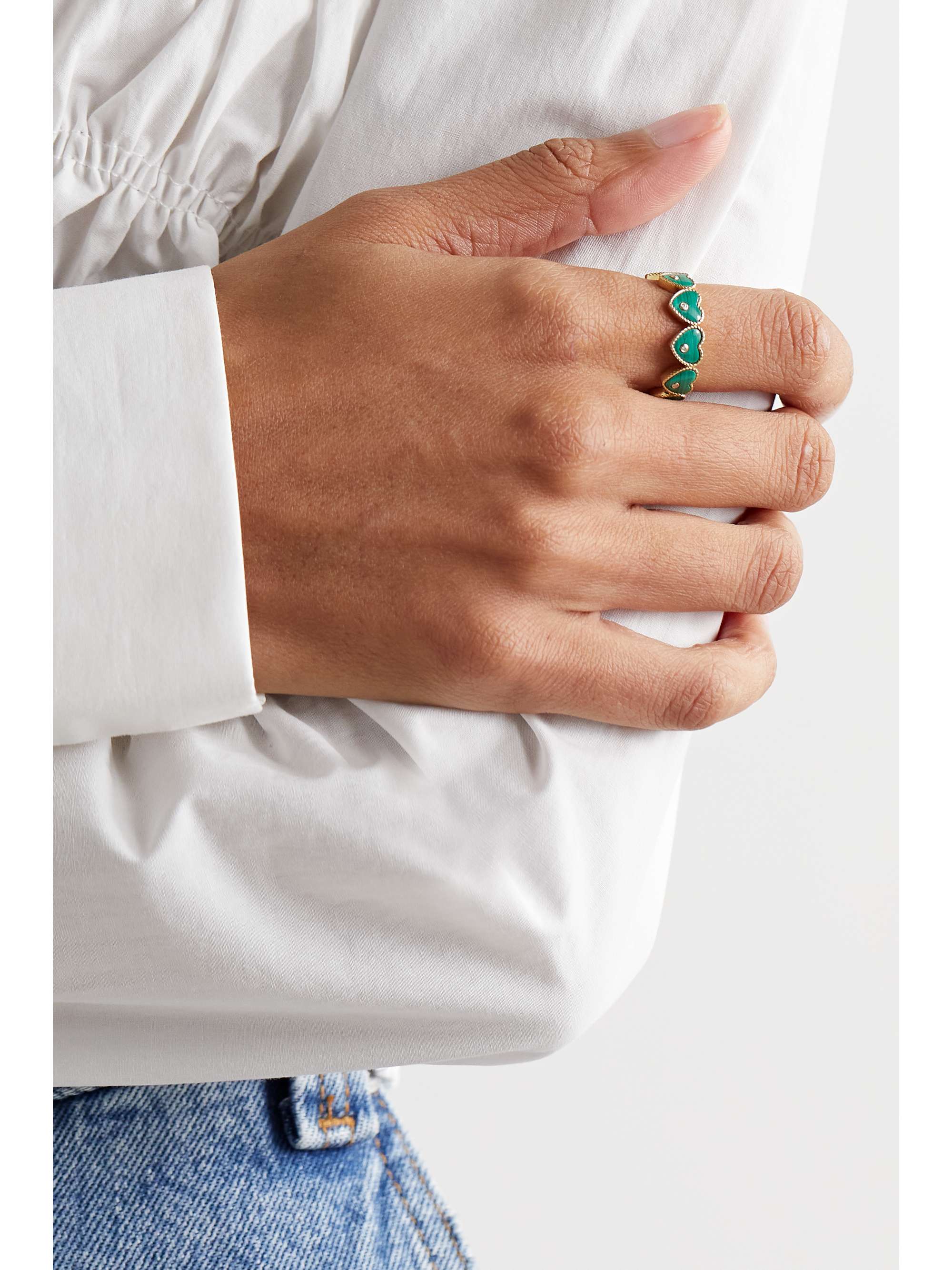 YVONNE LÉON Alliance 9-karat gold, malachite and diamond ring