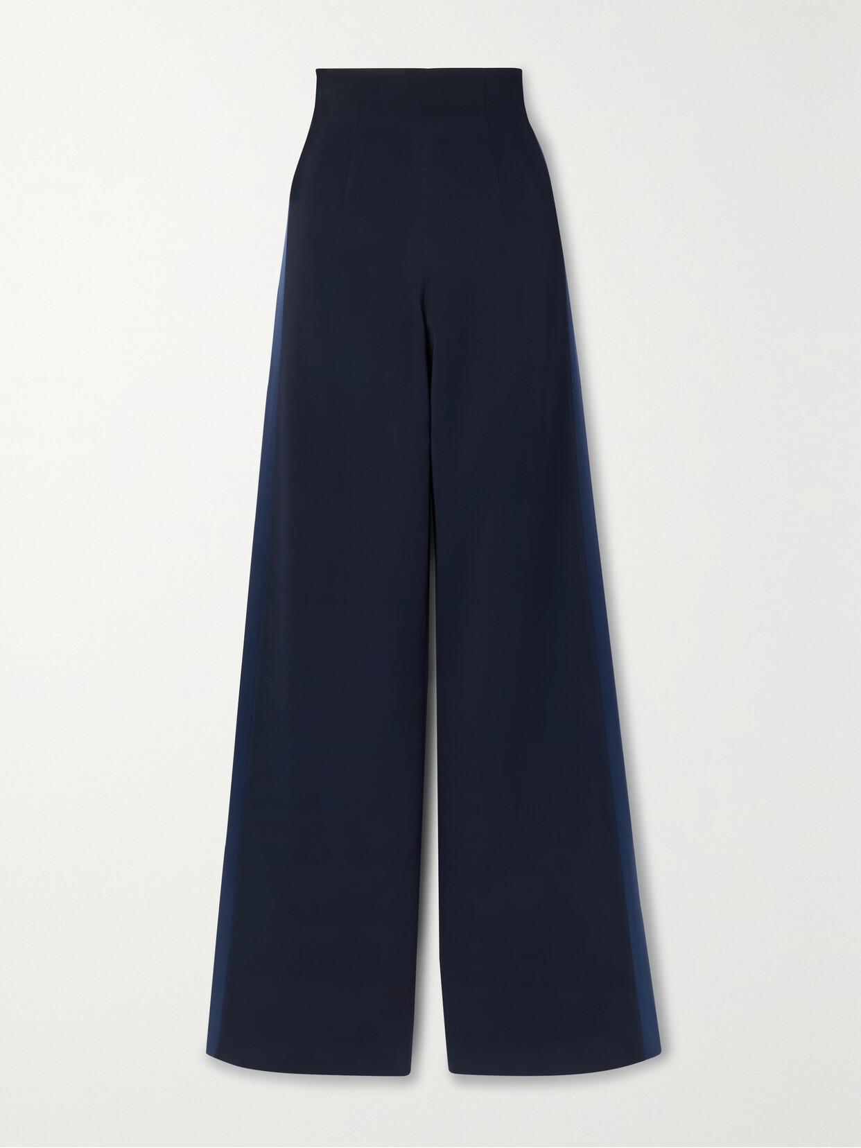 Sergio Hudson - Satin-trimmed Crepe Wide-leg Pants - Blue