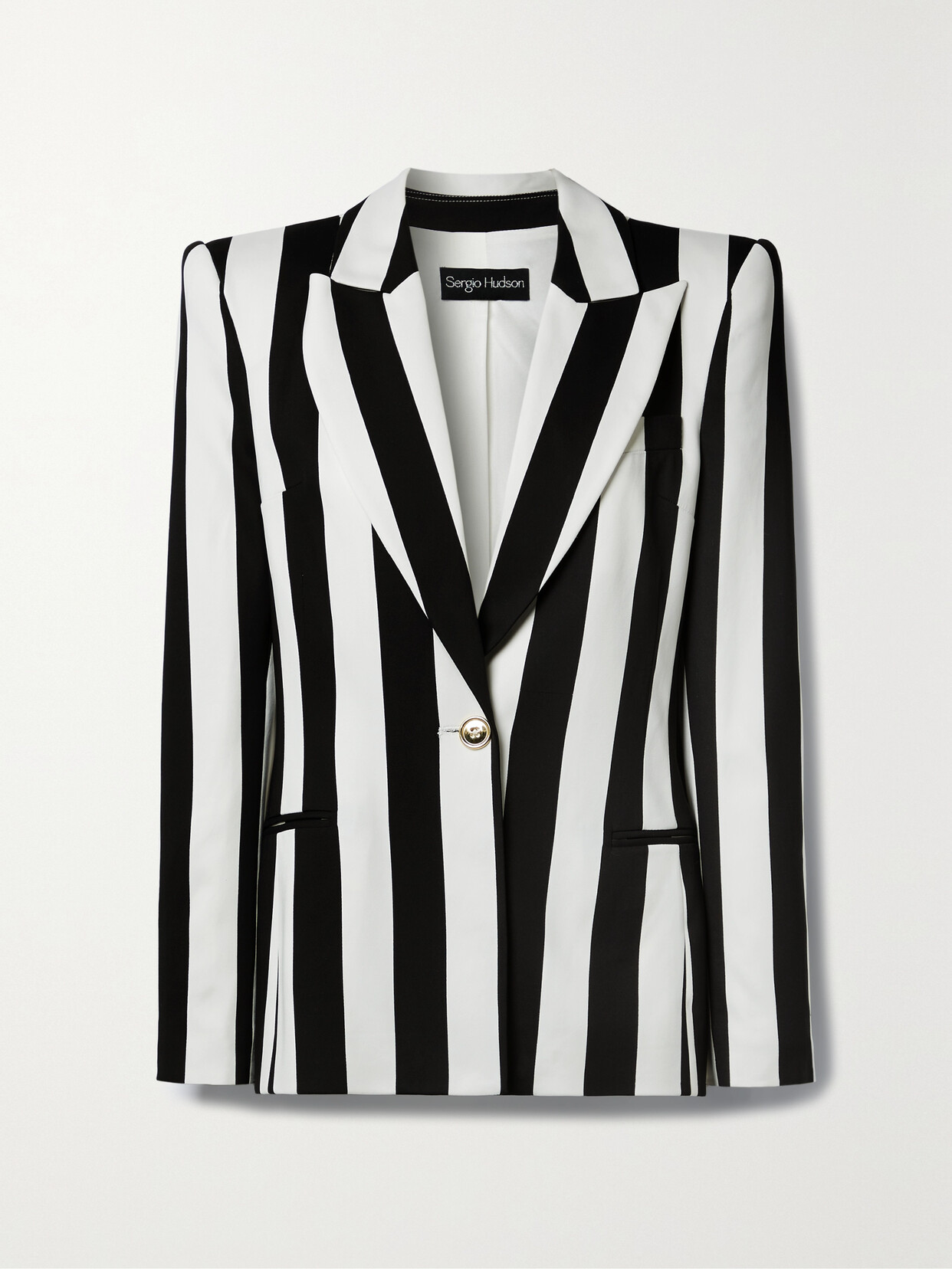 Sergio Hudson - Striped Stretch-crepe Blazer - Black