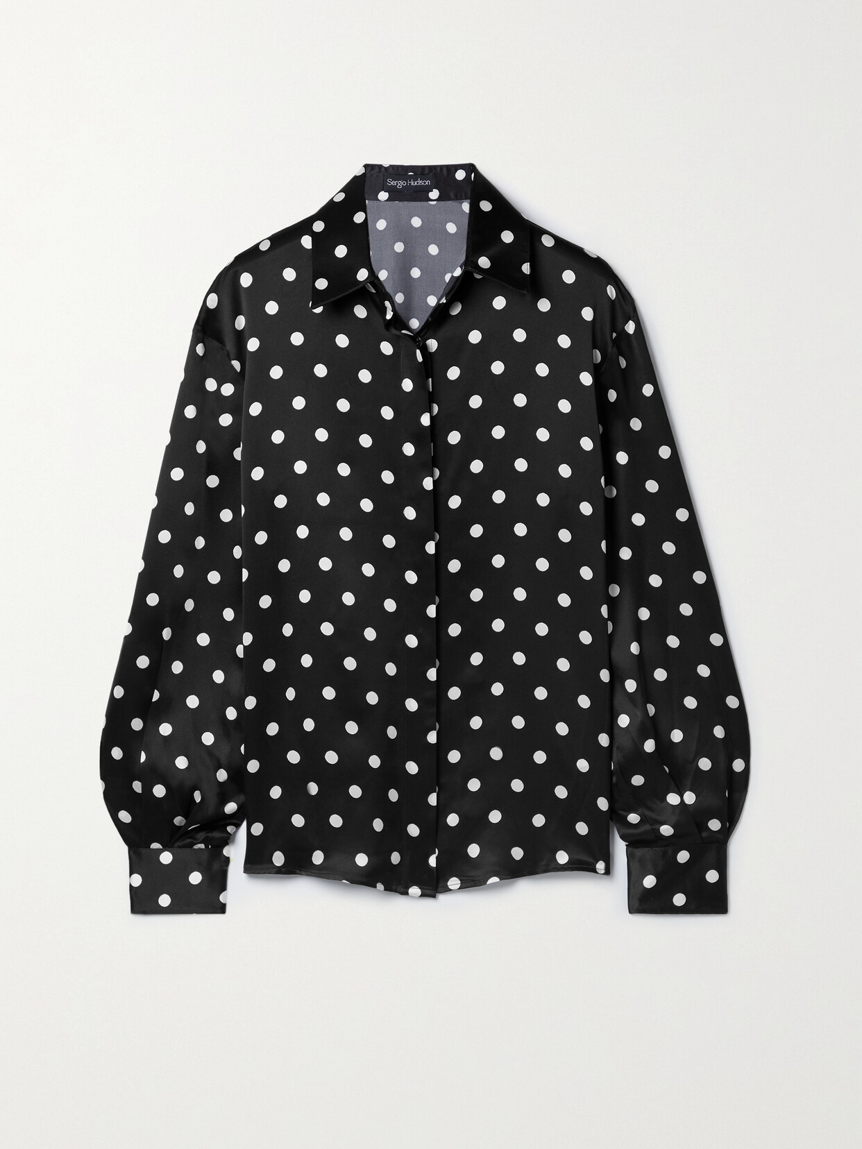 Sergio Hudson - Polka-dot Silk-charmeuse Shirt - Black