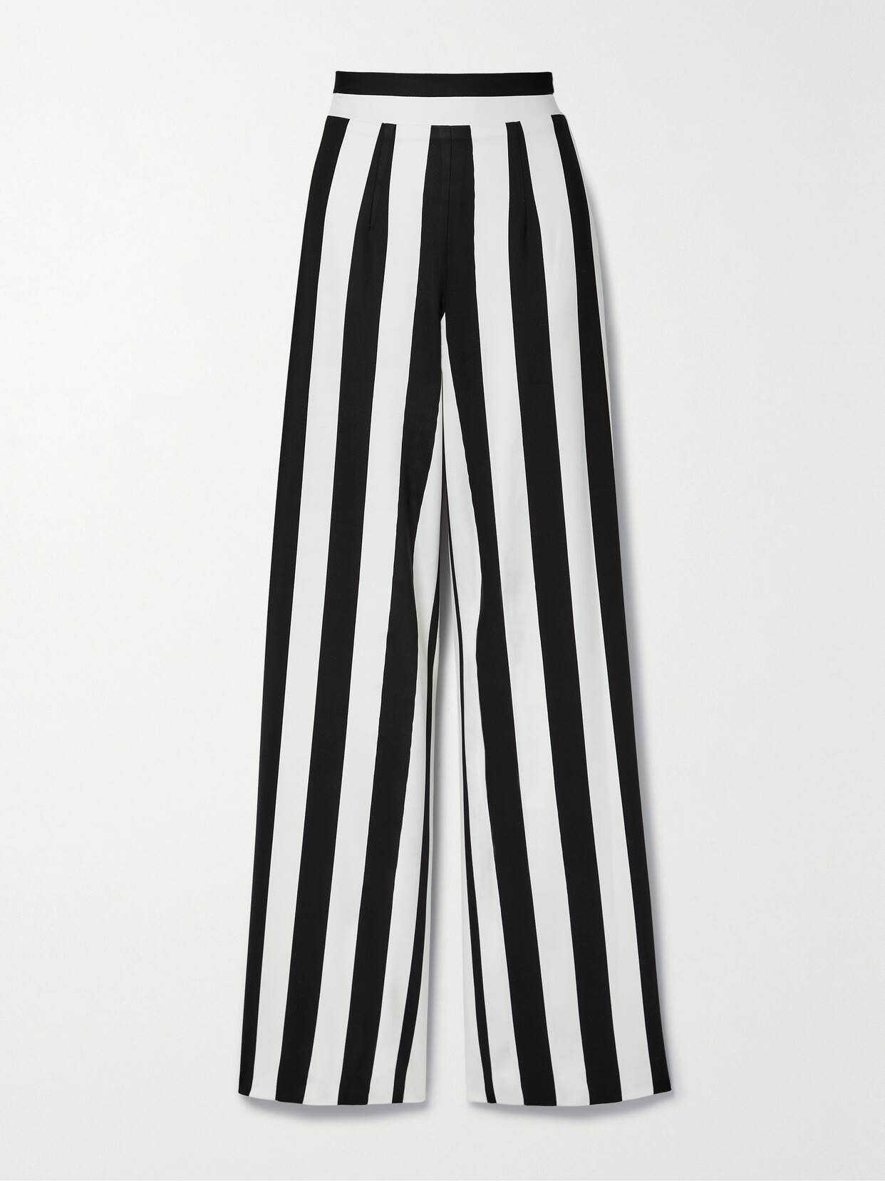 Sergio Hudson - Striped Stretch-crepe Wide-leg Pants - Black