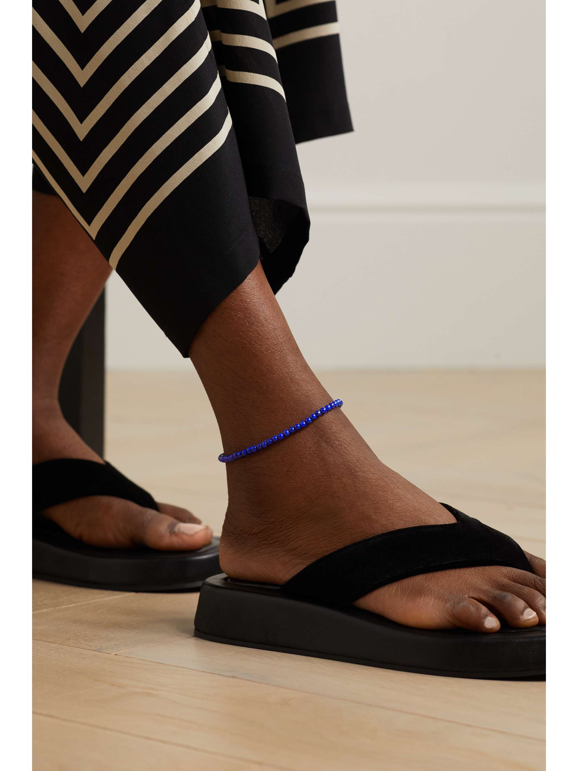 MATEO 14-karat gold lapis lazuli anklet