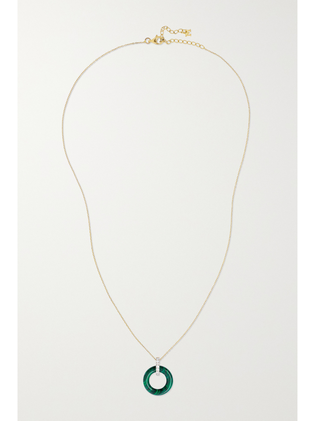 Shop Mateo Donut 14-karat Gold, Malachite And Diamond Necklace