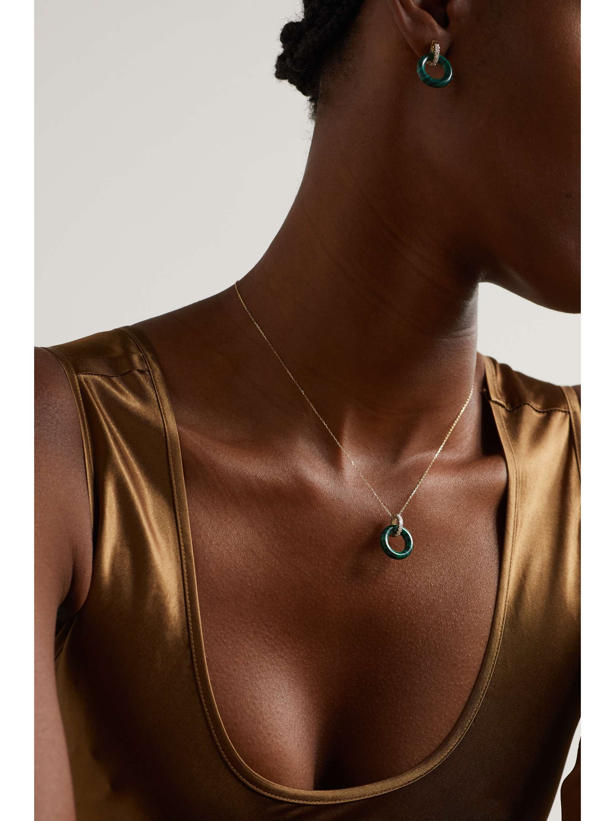 MATEO Donut 14-karat gold, lapis lazuli and diamond necklace
