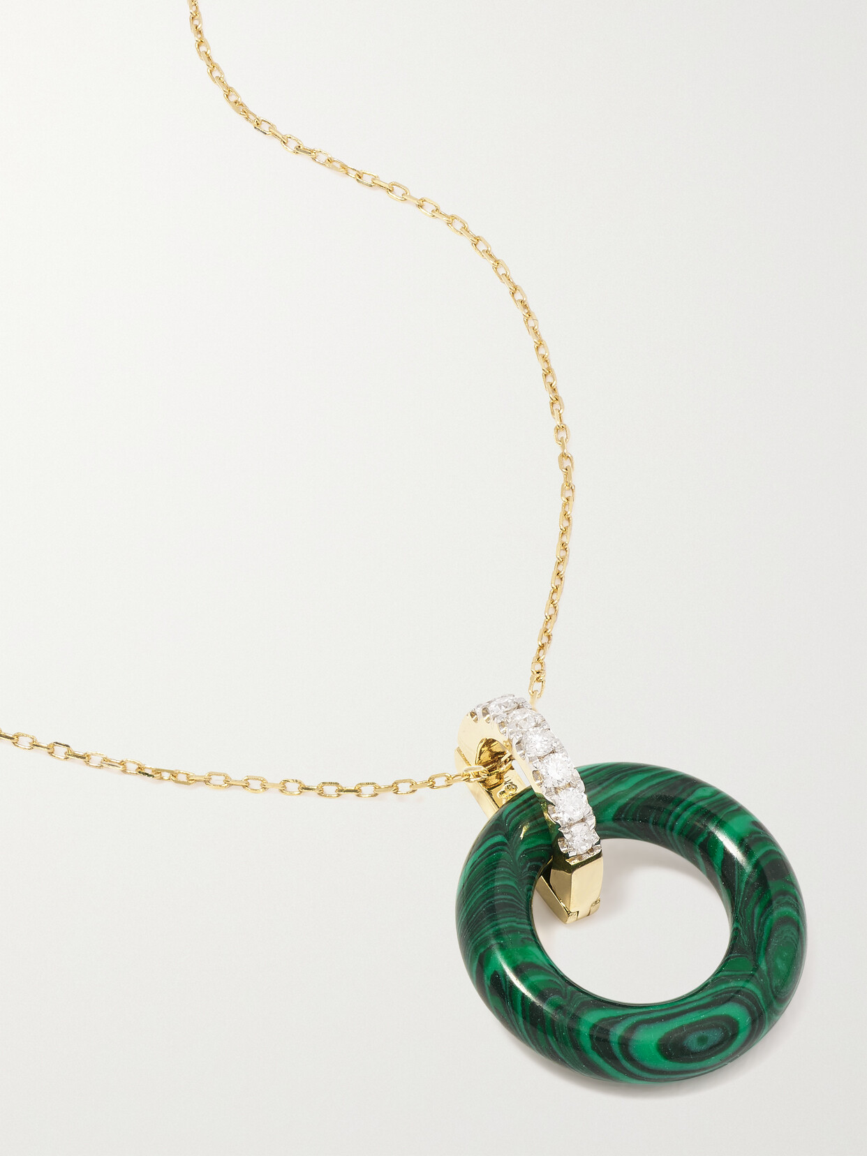 Mateo Donut 14-karat Gold, Malachite And Diamond Necklace