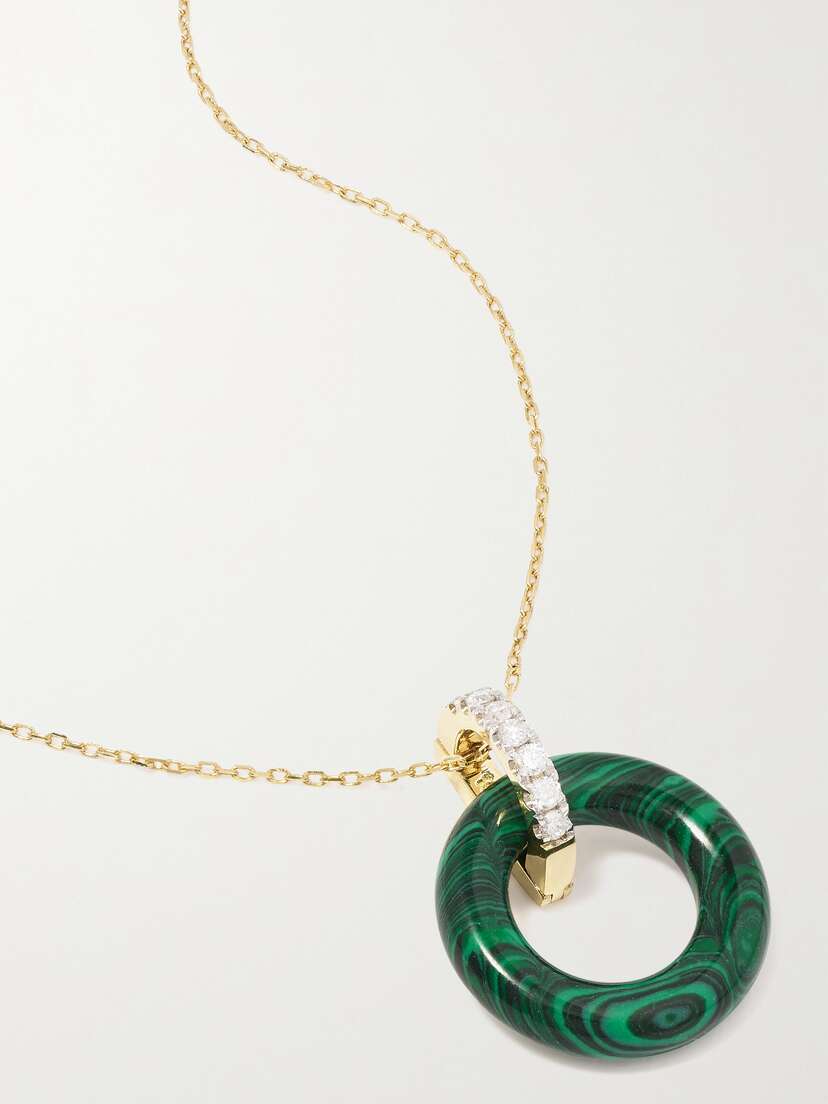 Mateo Donut 14-karat Gold, Malachite And Diamond Necklace