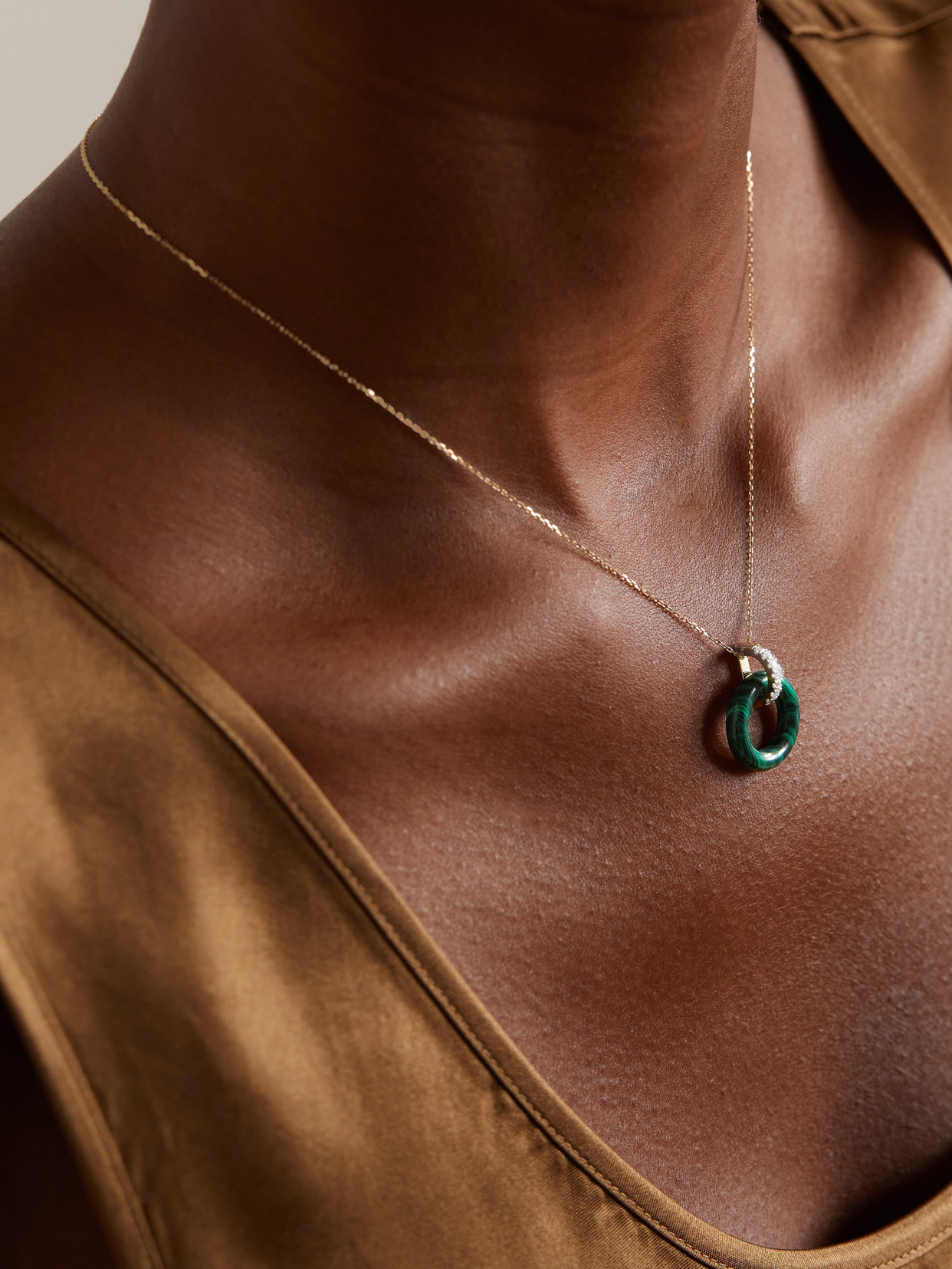 Shop Mateo Donut 14-karat Gold, Malachite And Diamond Necklace