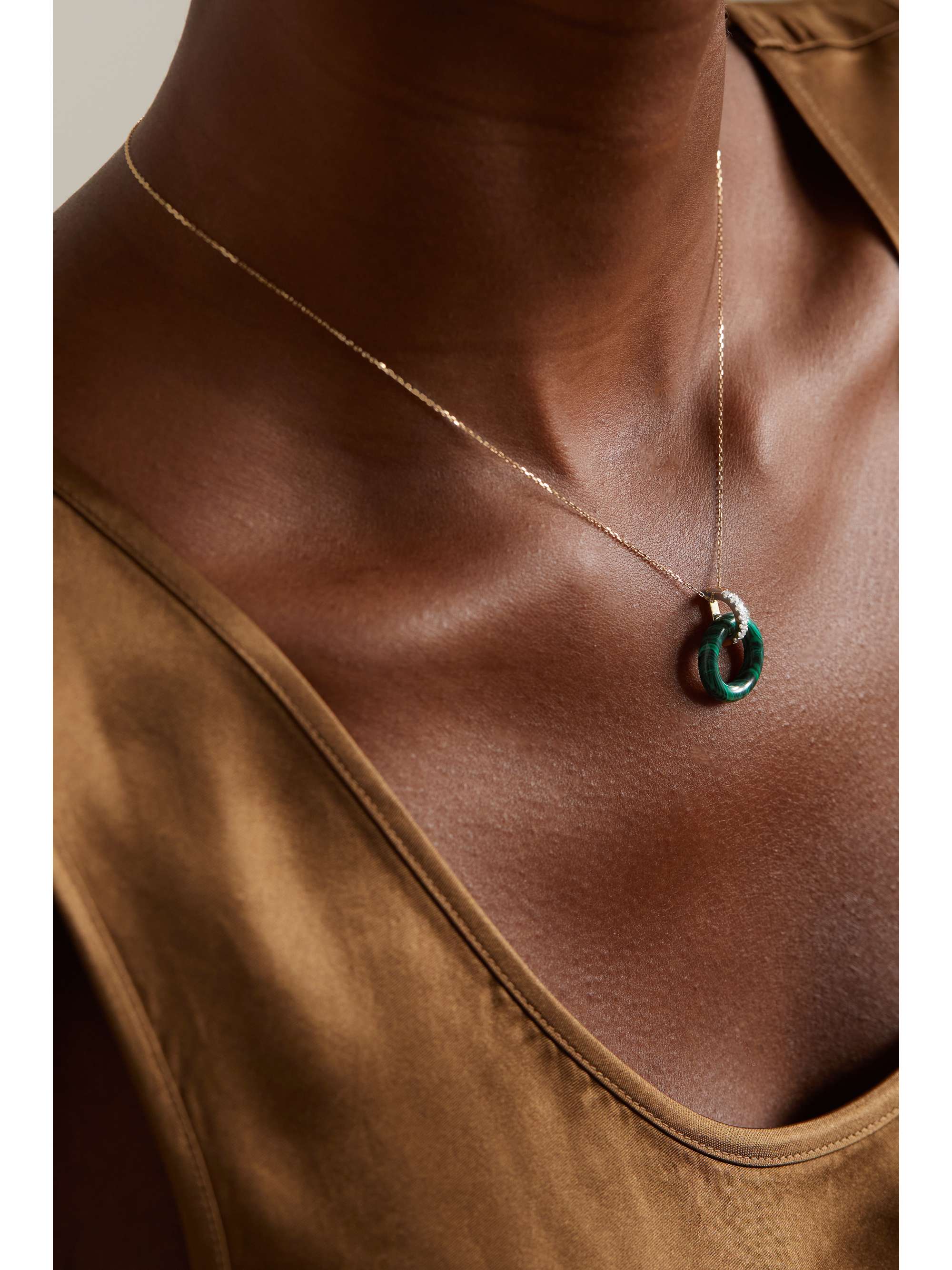 MATEO Donut 14-karat gold, lapis lazuli and diamond necklace