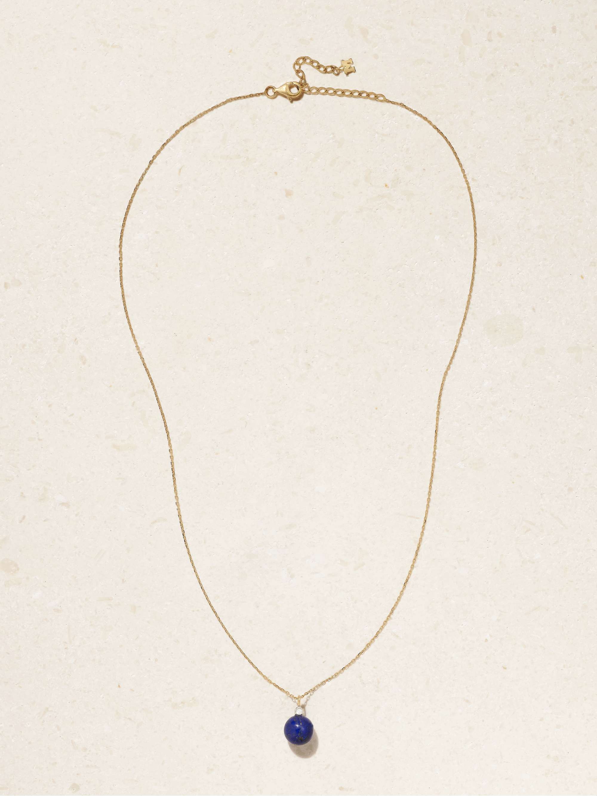 MATEO 14-karat gold, lapis lazuli and diamond necklace