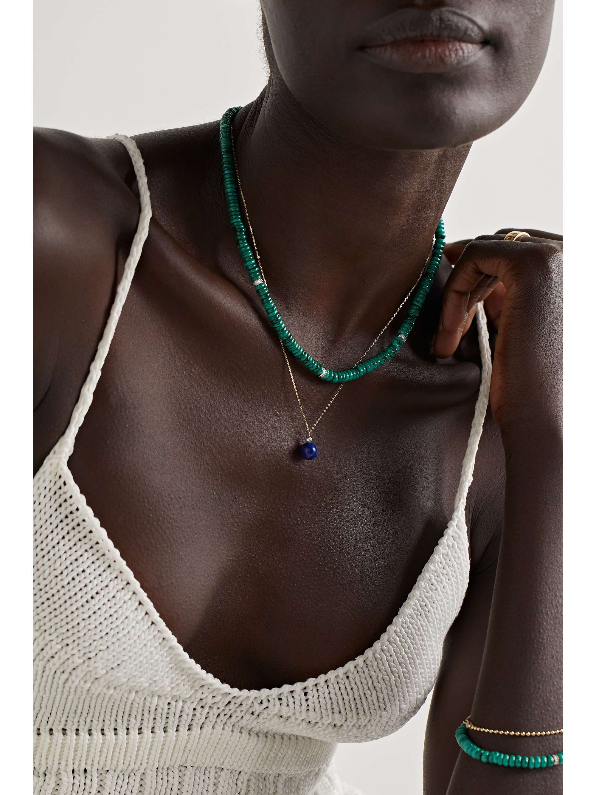 MATEO 14-karat gold, lapis lazuli and diamond necklace