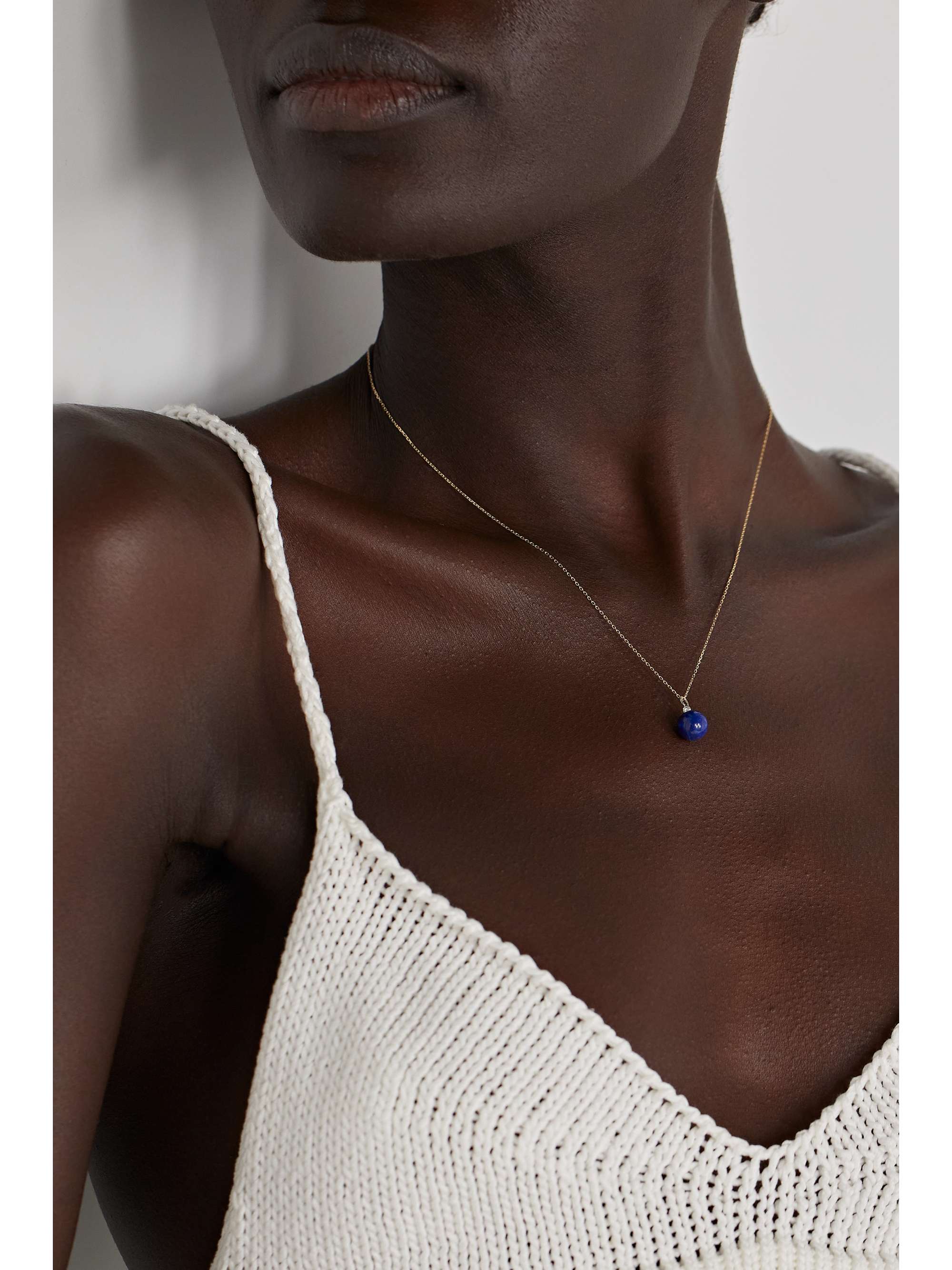 MATEO 14-karat gold, lapis lazuli and diamond necklace