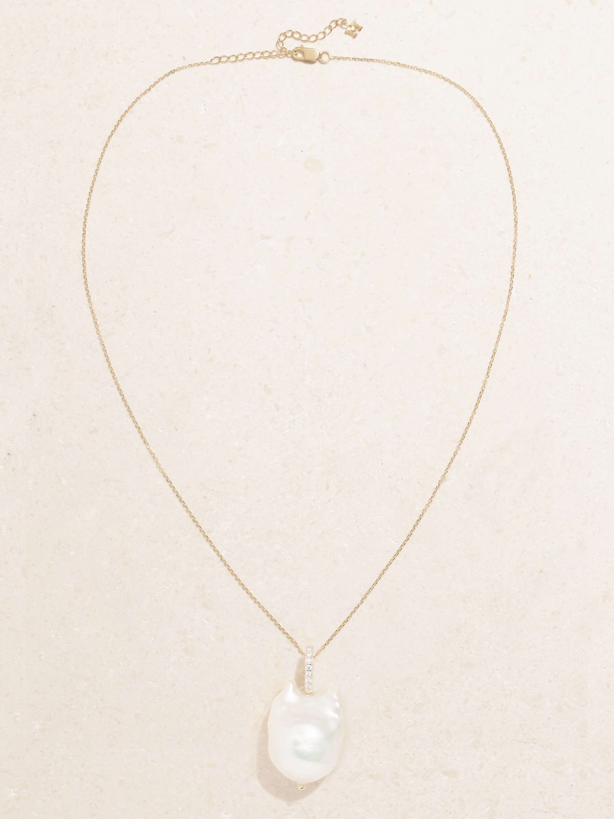 MATEO 14-karat gold, pearl and diamond necklace