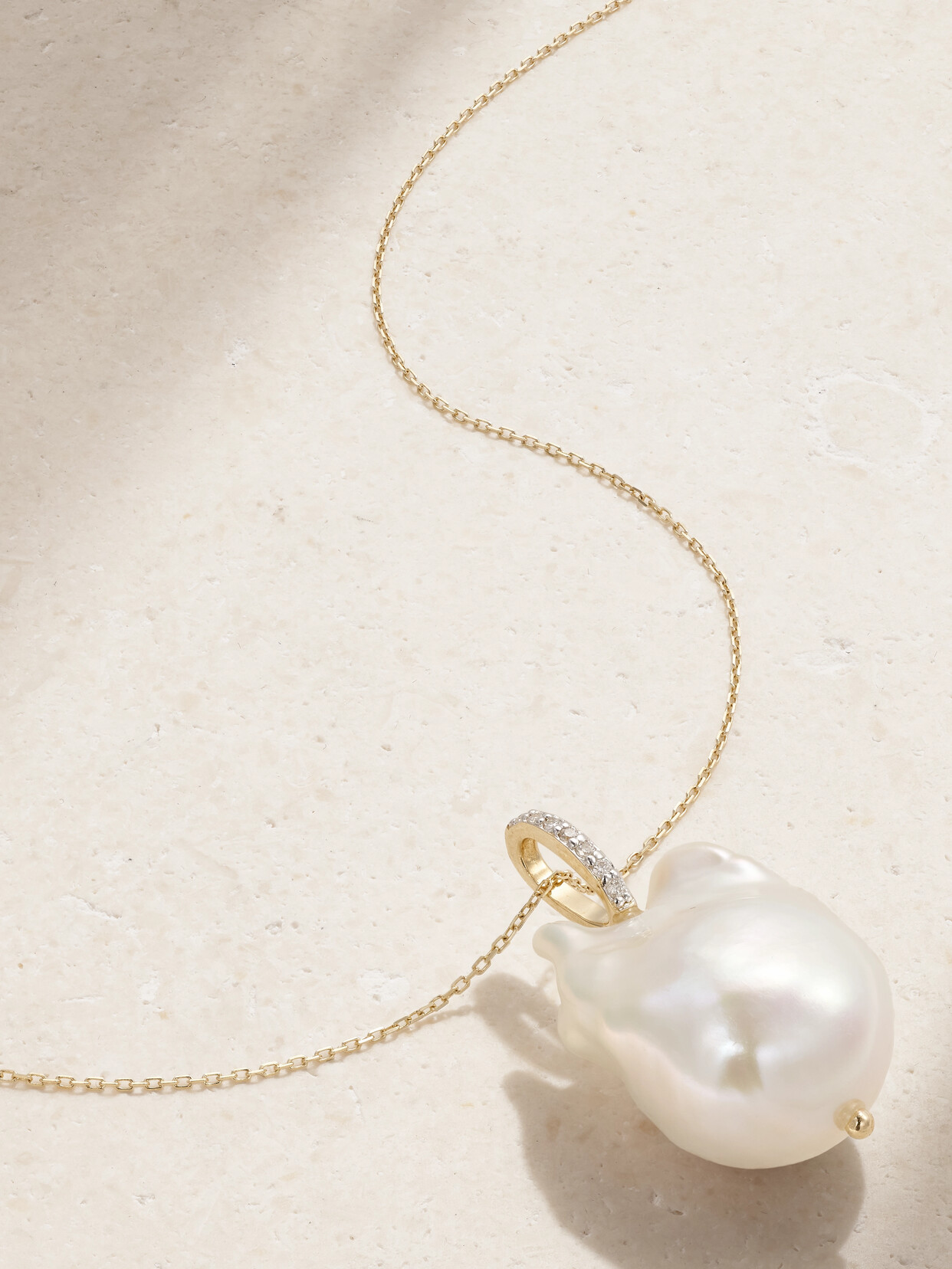 Mateo 14-karat Gold, Pearl And Diamond Necklace