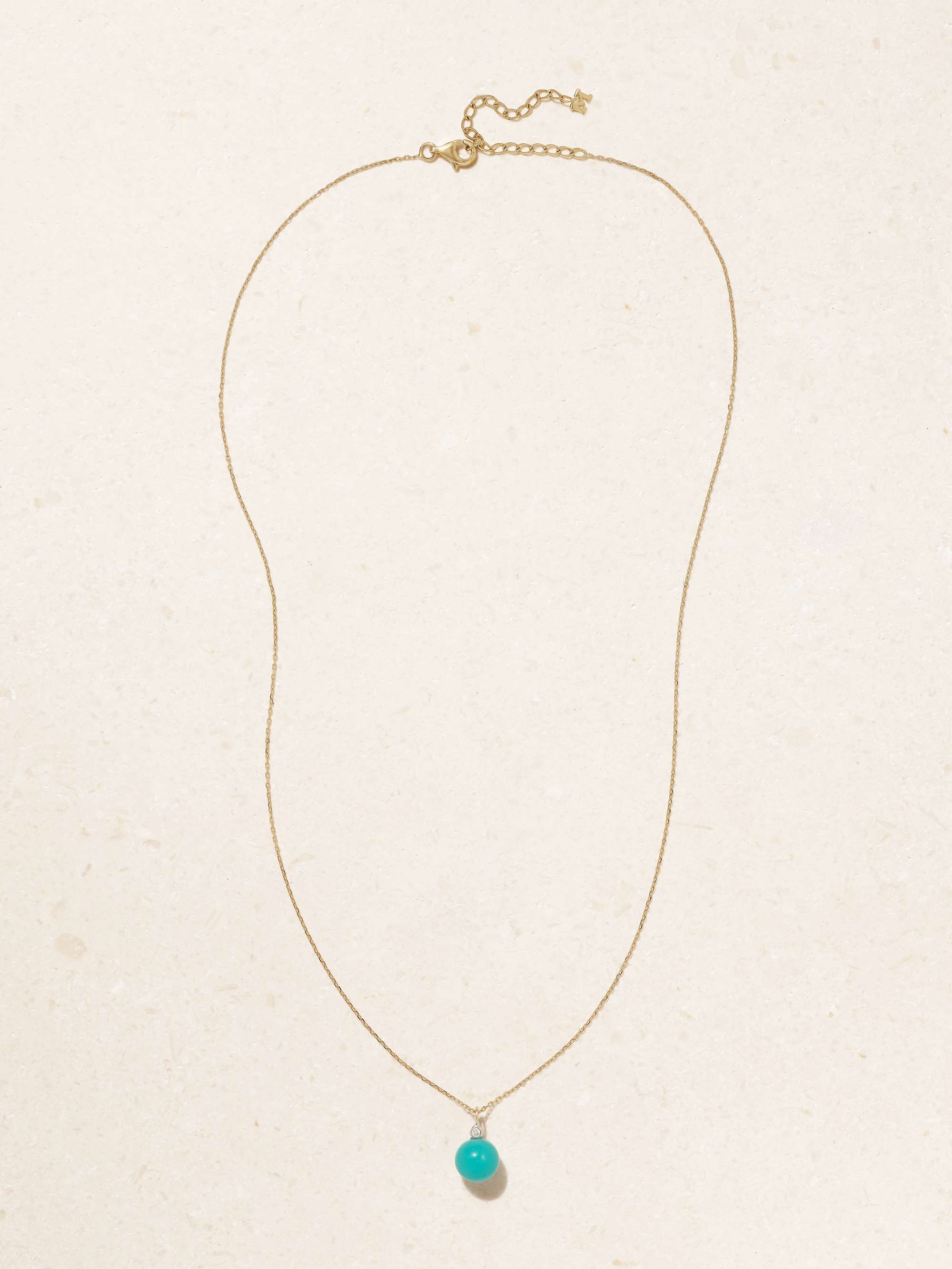 MATEO 14-karat gold, turquoise and diamond necklace
