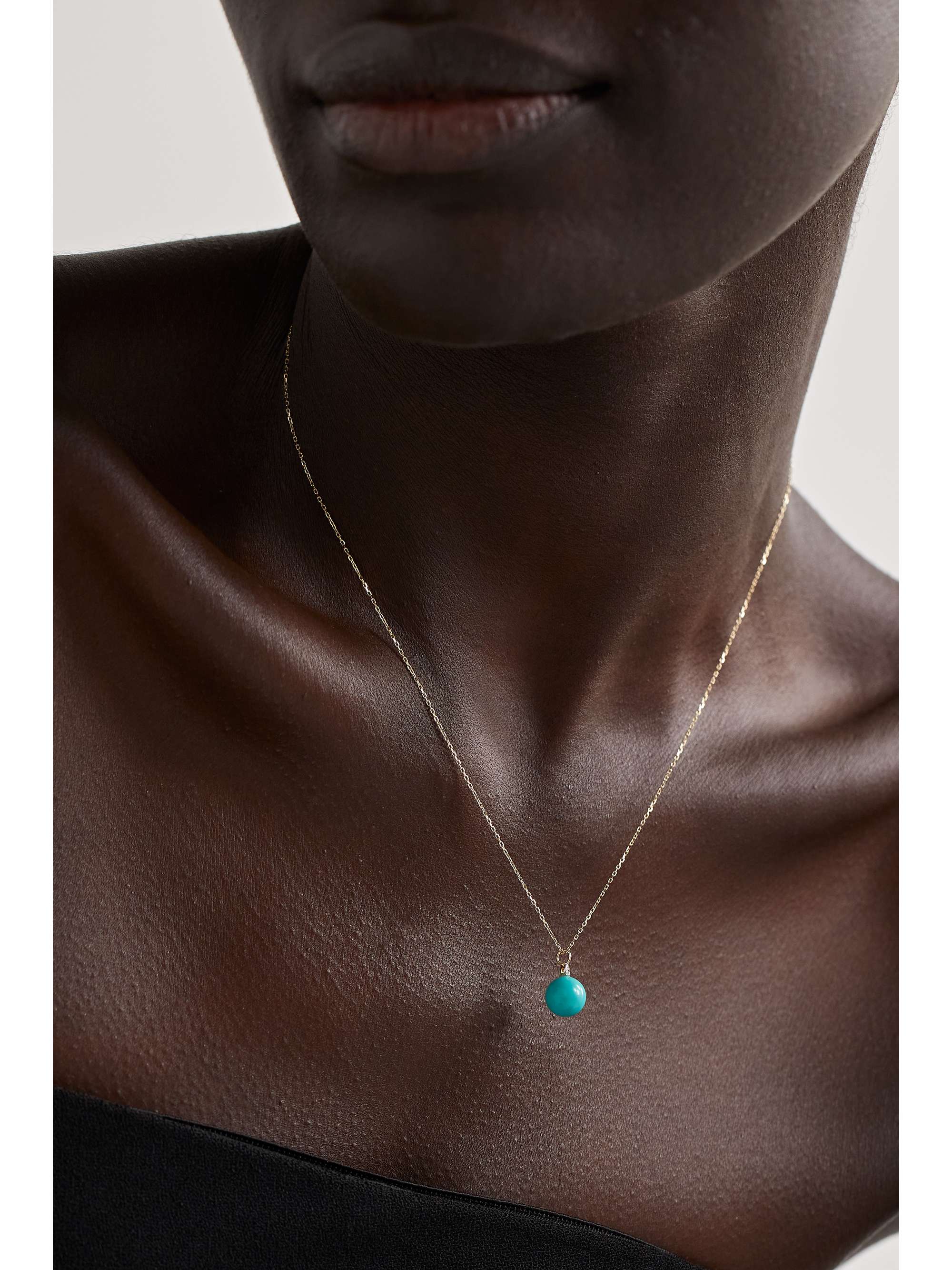 MATEO 14-karat gold, turquoise and diamond necklace