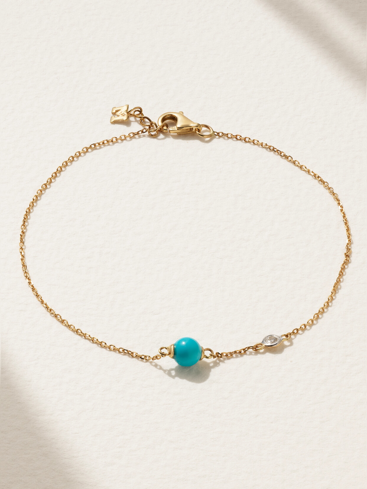 Mateo Dot 14-karat Gold, Turquoise And Diamond Bracelet In Blue