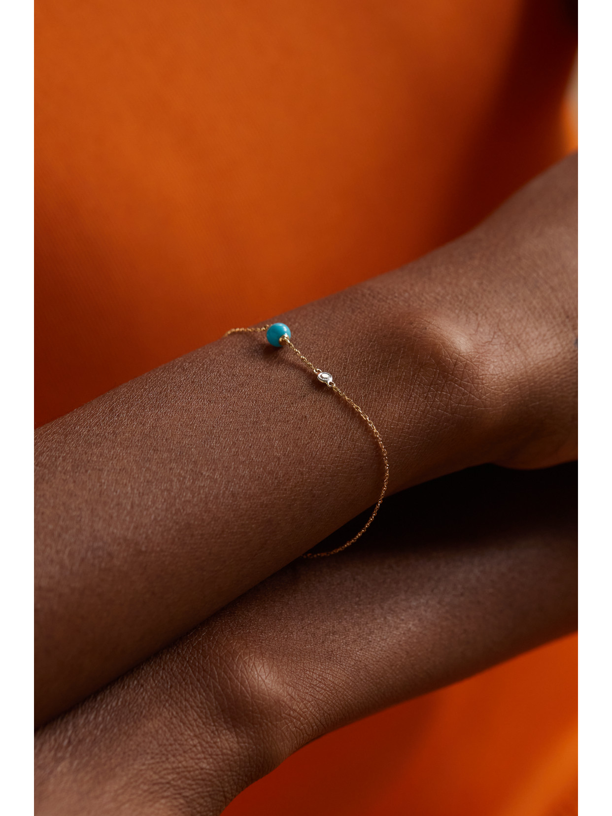 Mateo Dot 14-karat Gold, Turquoise And Diamond Bracelet In Blue