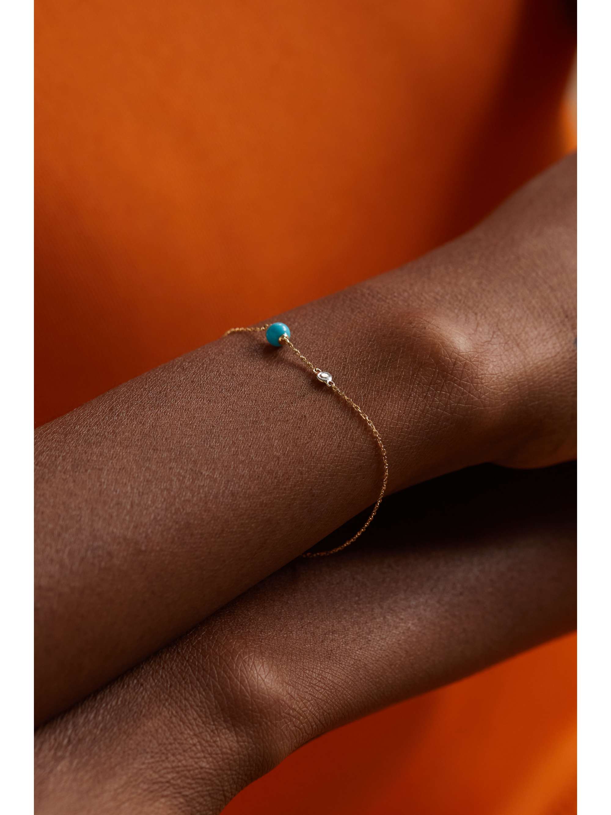 MATEO Dot 14-karat gold, turquoise and diamond bracelet