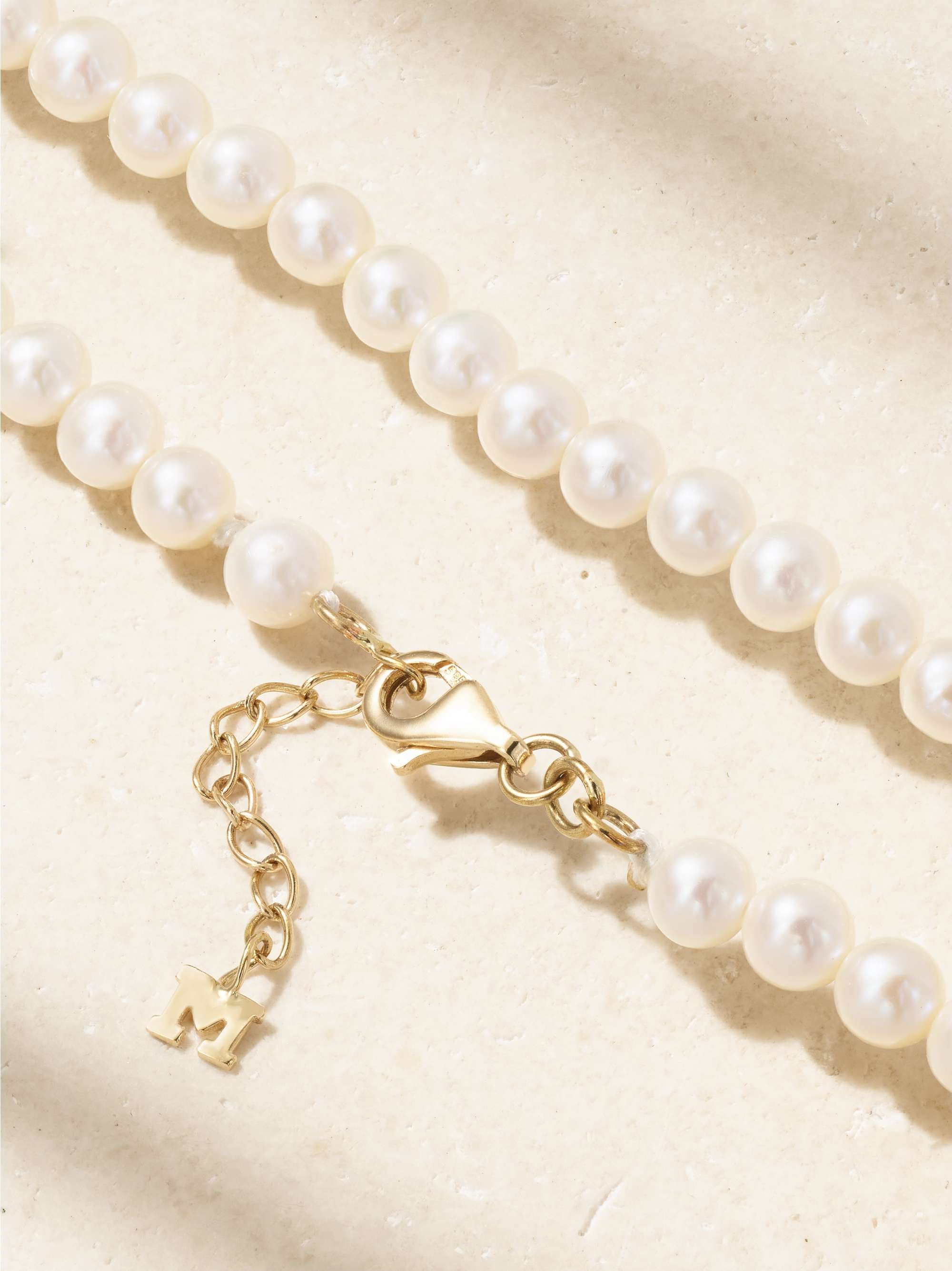 MATEO Not Your Mother's 14-karat gold pearl anklet