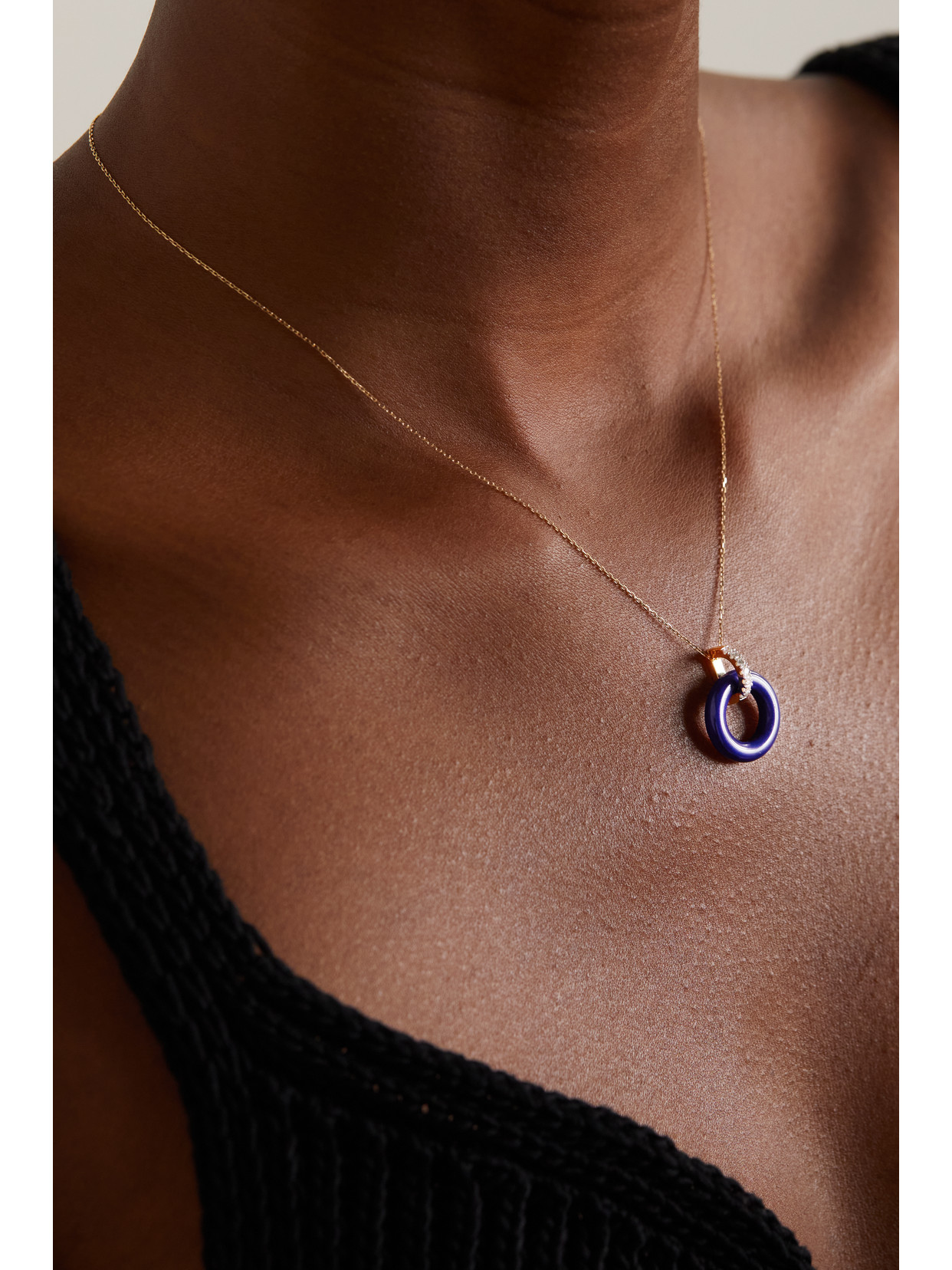 Shop Mateo Donut 14-karat Gold, Lapis Lazuli And Diamond Necklace