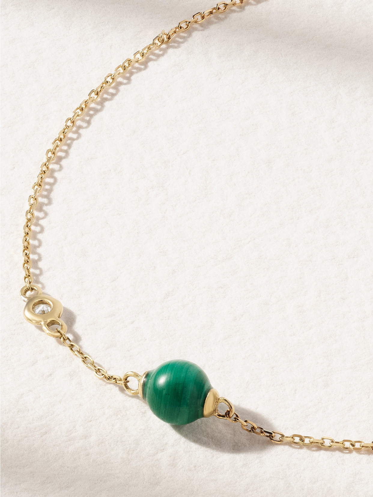 Shop Mateo Dot 14-karat Gold, Malachite And Diamond Bracelet