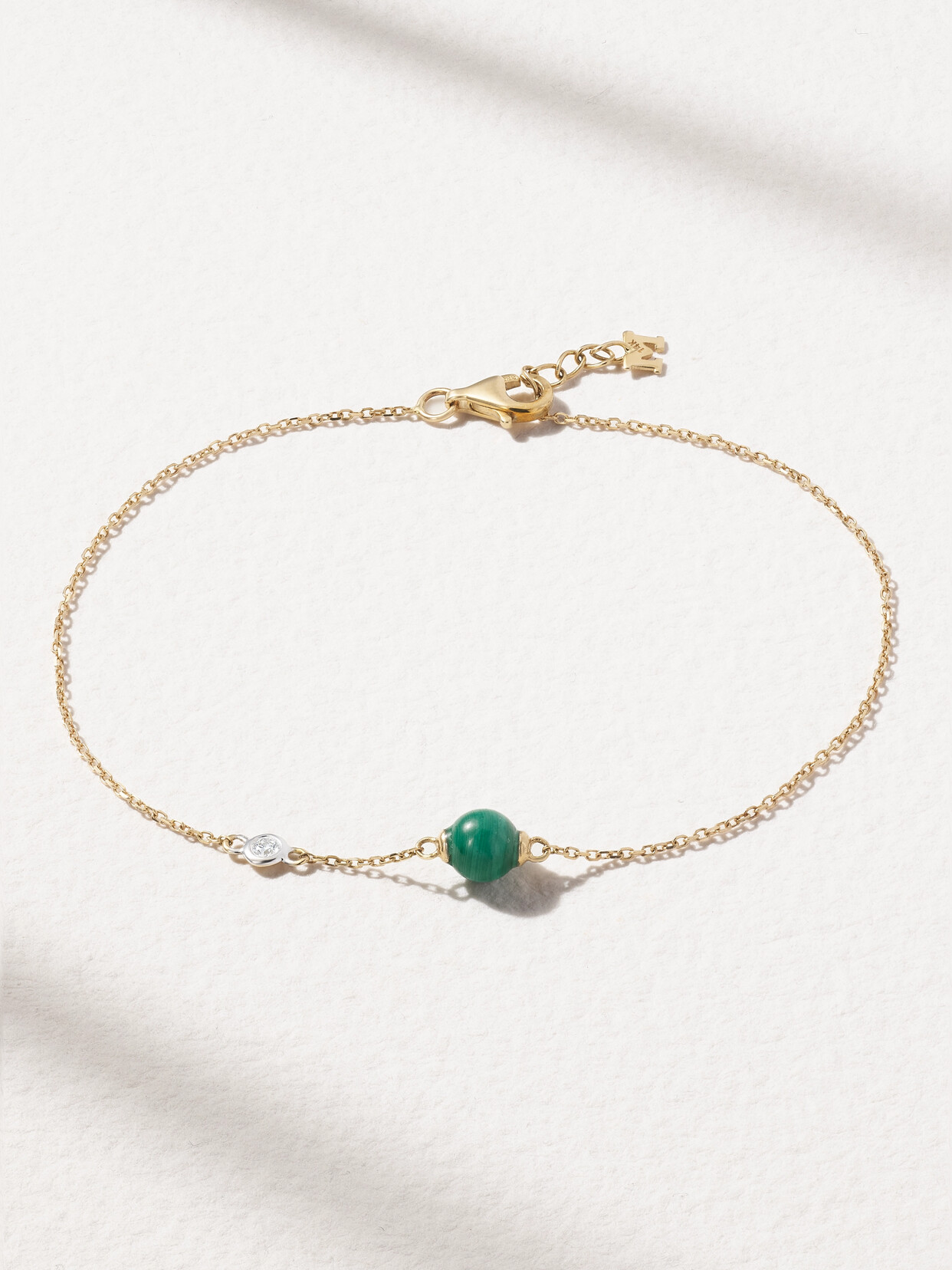 Mateo Dot 14-karat Gold, Malachite And Diamond Bracelet