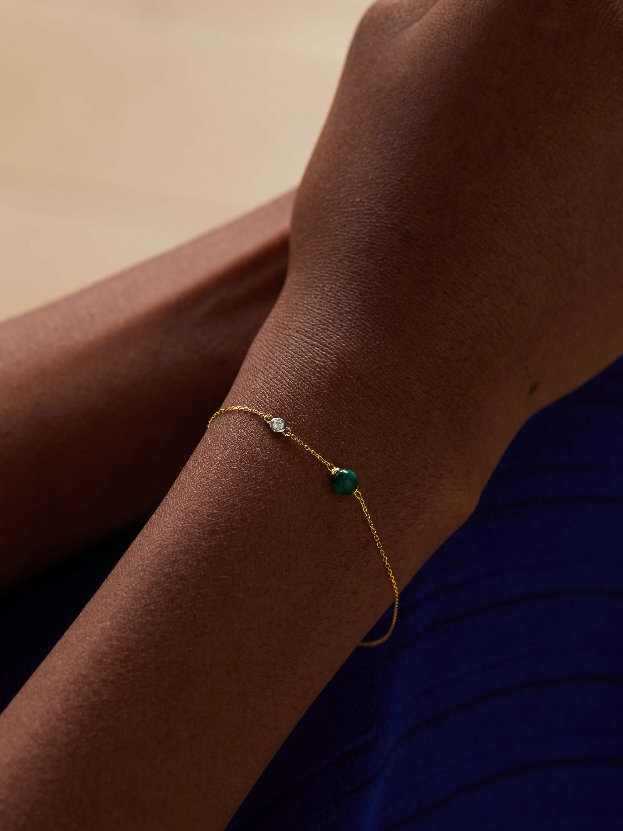 MATEO Bracciale in oro 14 carati con turchese e diamante Dot