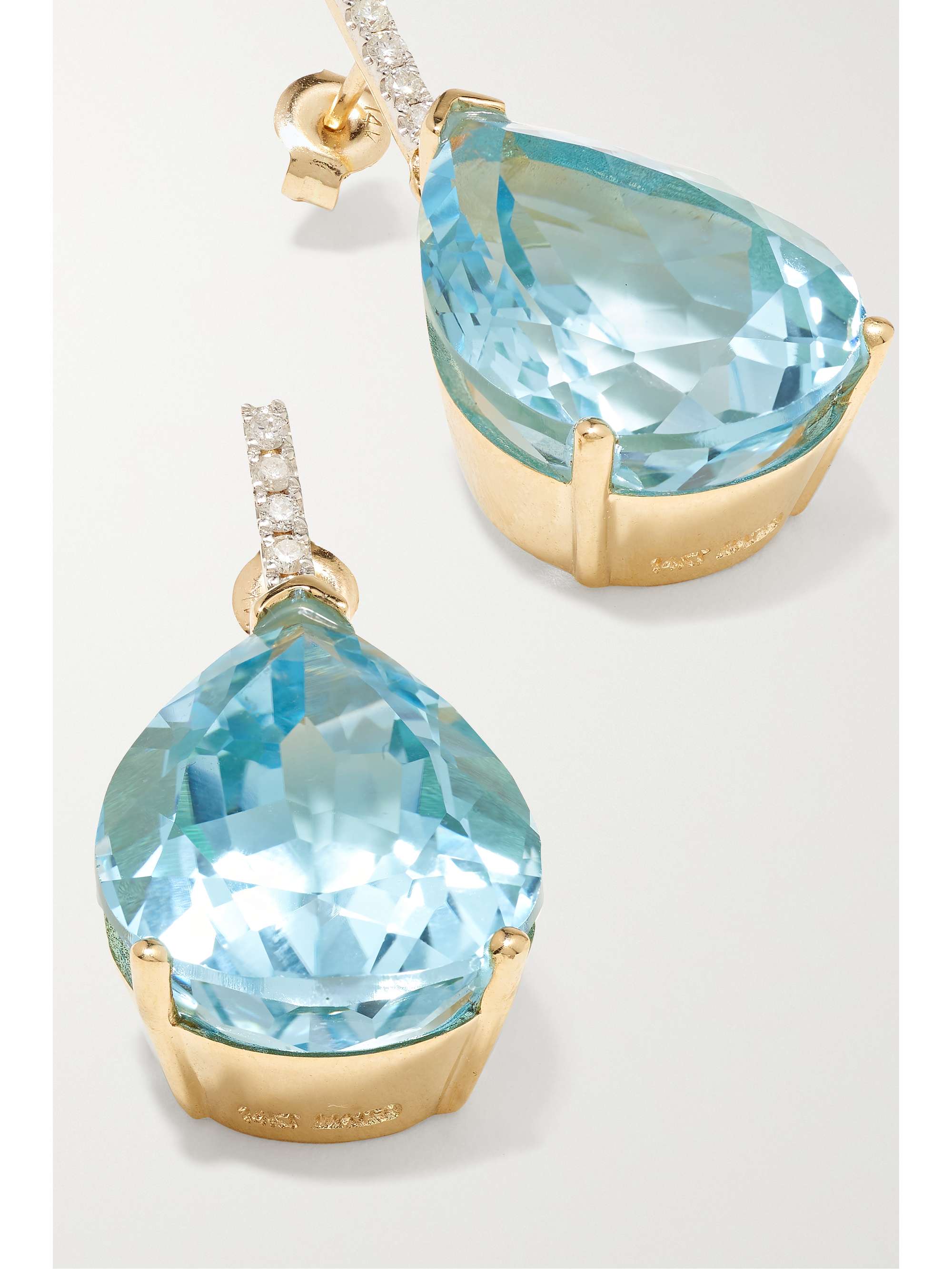 MATEO 14-karat gold, topaz and diamond earrings