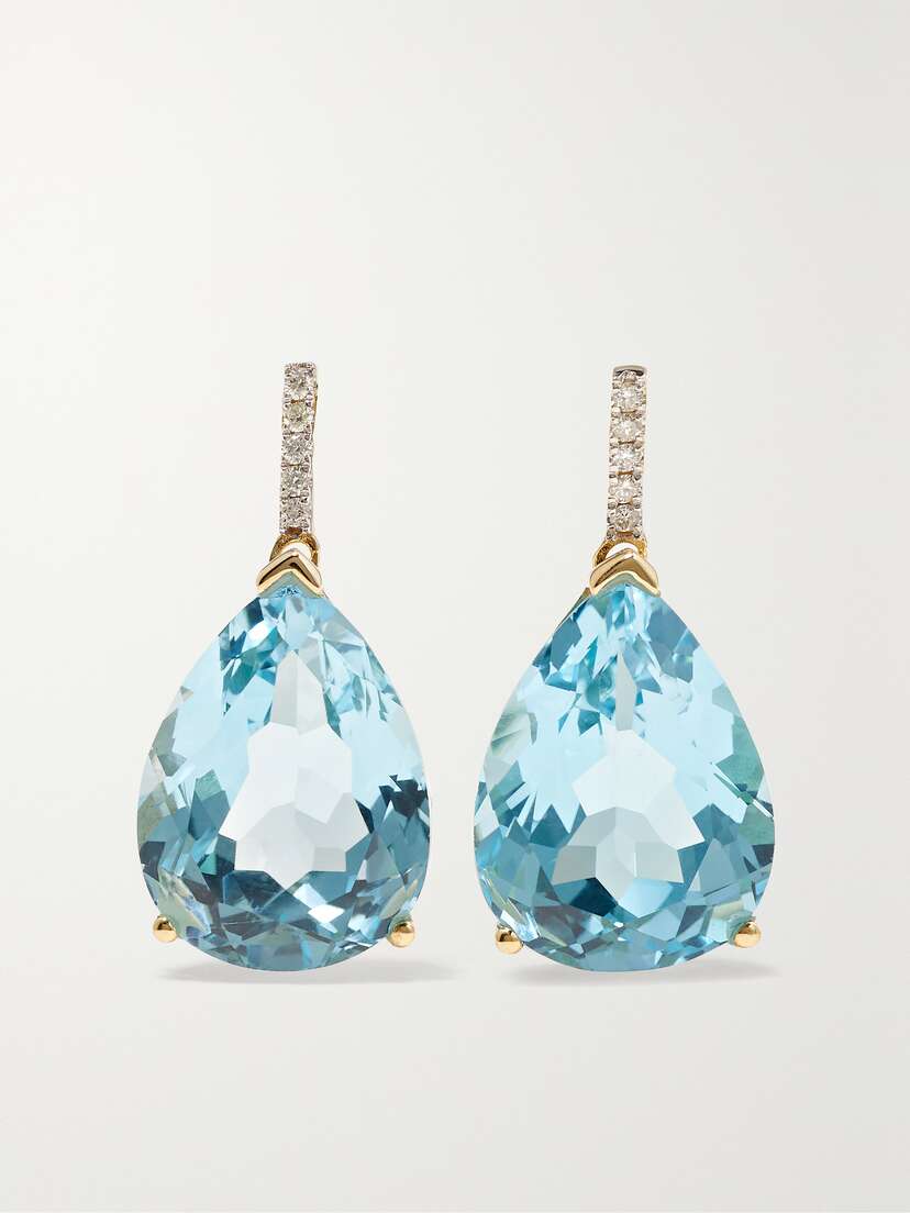 Mateo 14-karat Gold, Topaz And Diamond Earrings