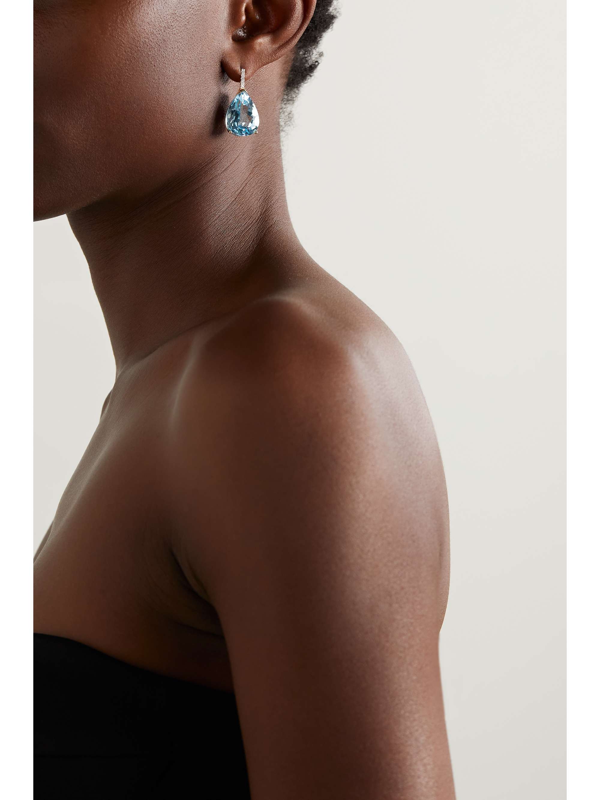 MATEO 14-karat gold, topaz and diamond earrings