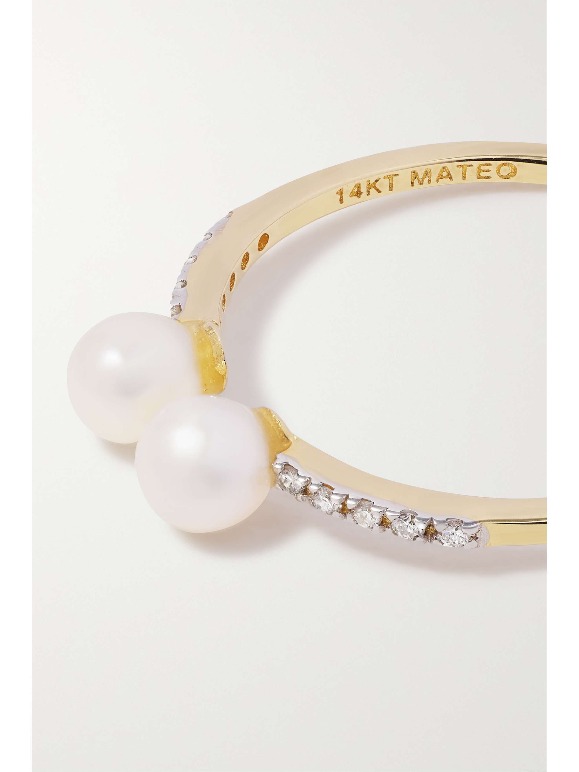 MATEO 14-karat gold, pearl and diamond ring