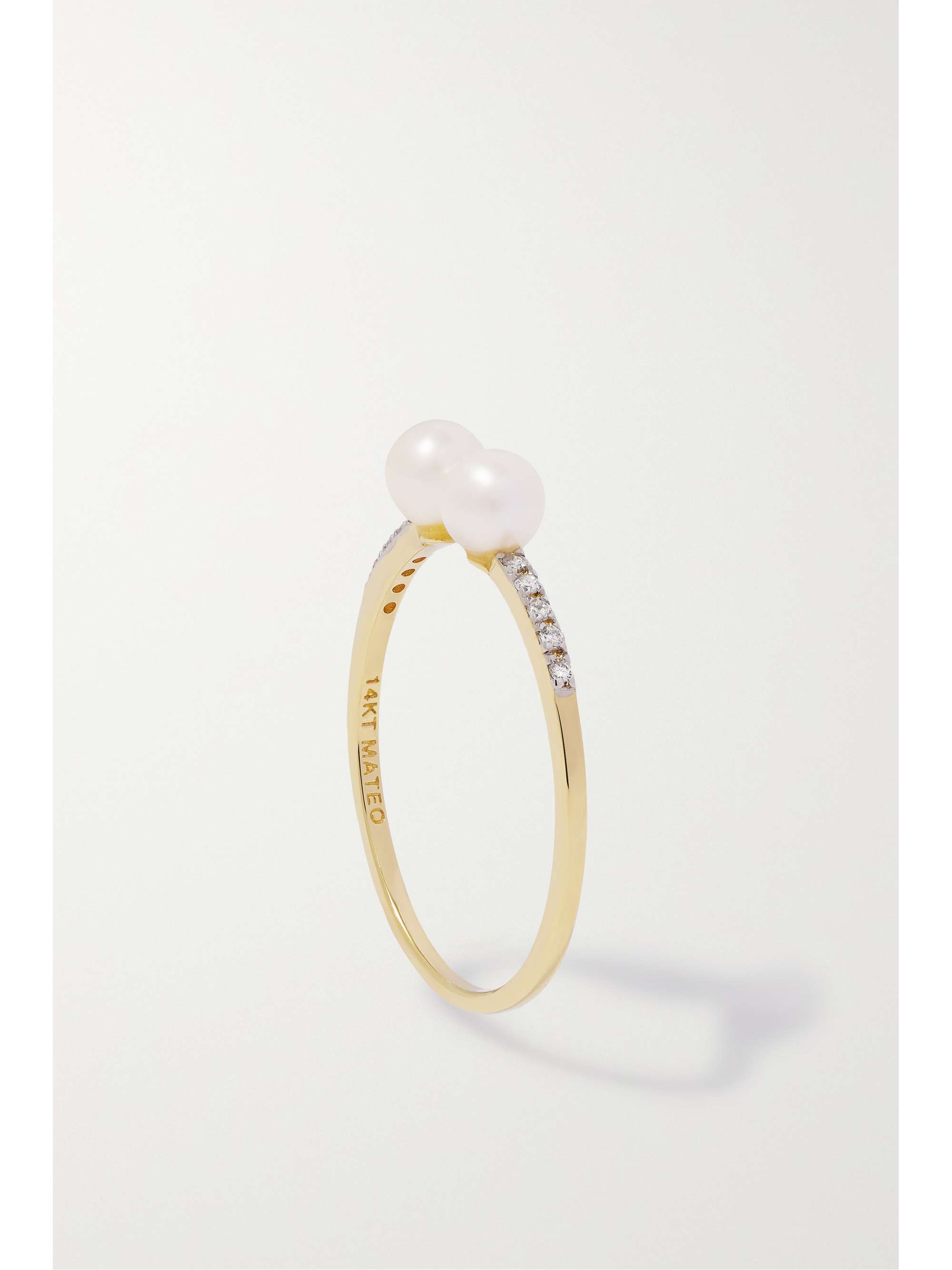 MATEO 14-karat gold, pearl and diamond ring