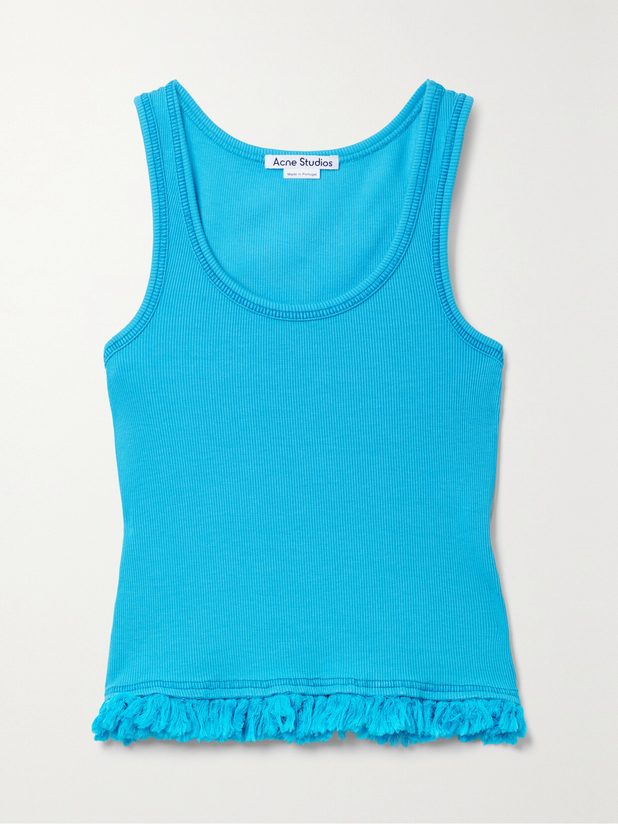 Acne Studios - Fringed Ribbed Stretch Cotton-jersey Tank - Blue