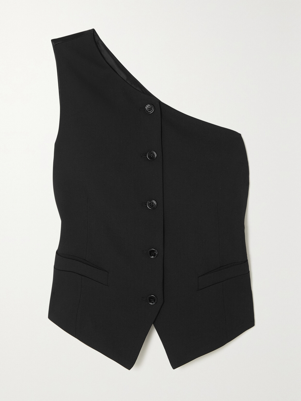 Acne Studios - One-shoulder Grain De Poudre And Satin Vest - Black