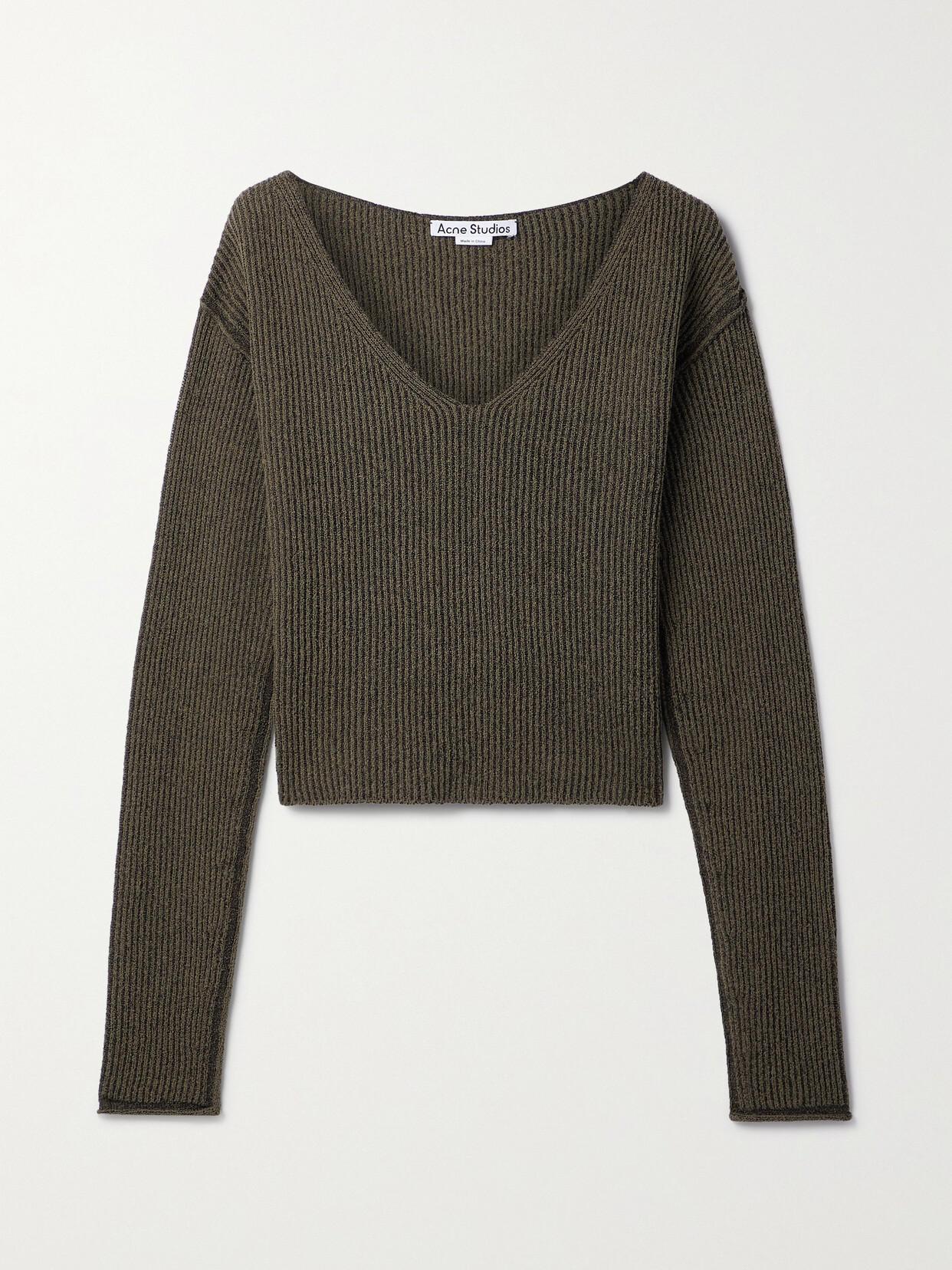 Acne Studios - Cropped Ribbed-knit Sweater - Green